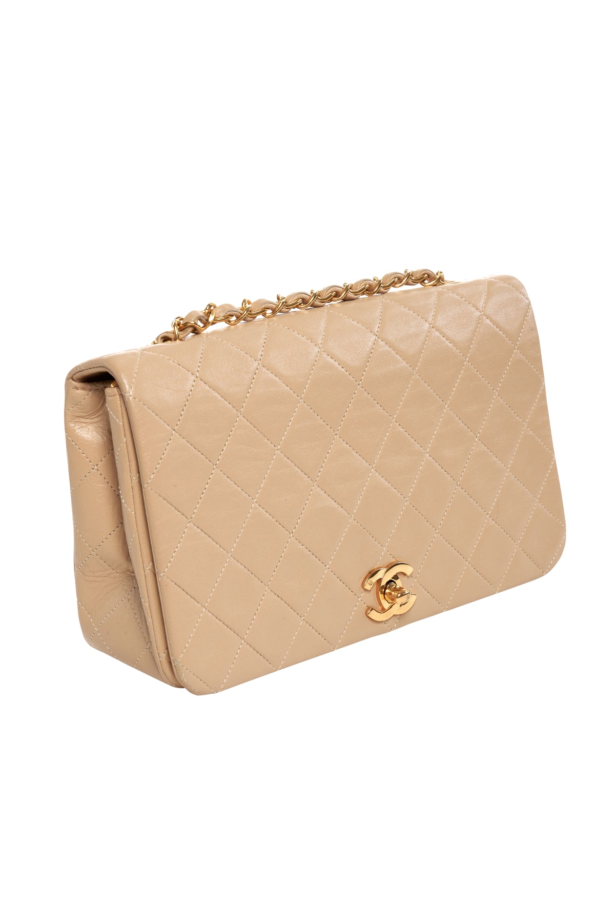 Chanel Vintage Nude Quilted Full Flap Purse