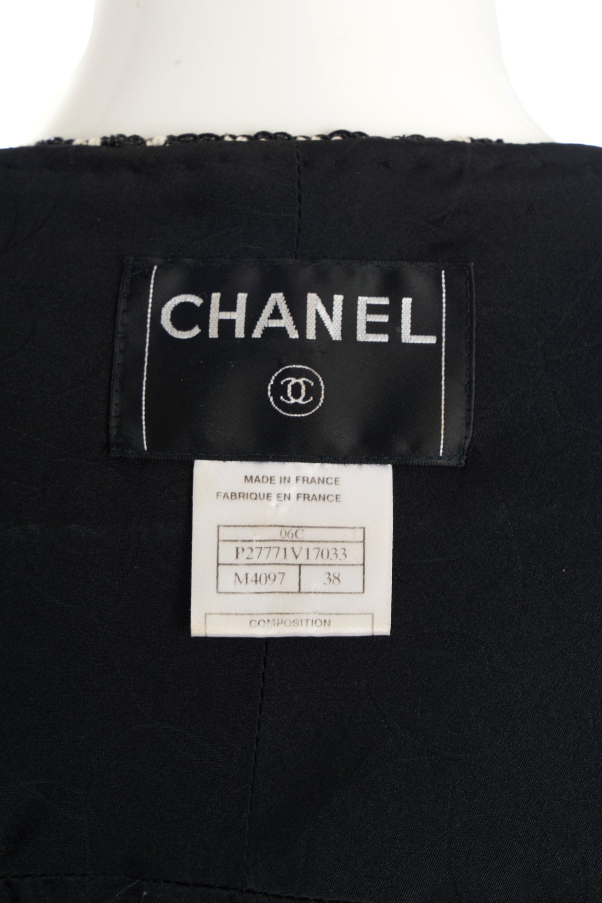 Chanel Black and White Tweed Jacket With Skirt