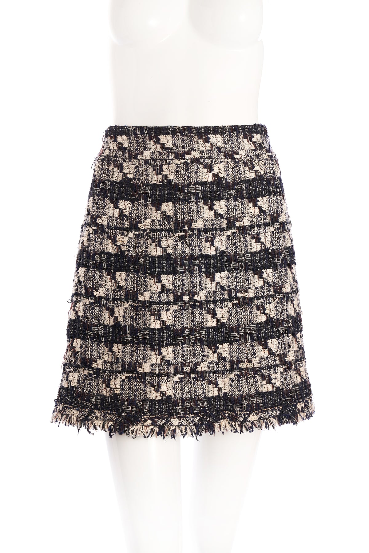 Chanel Black and White Tweed Jacket With Skirt