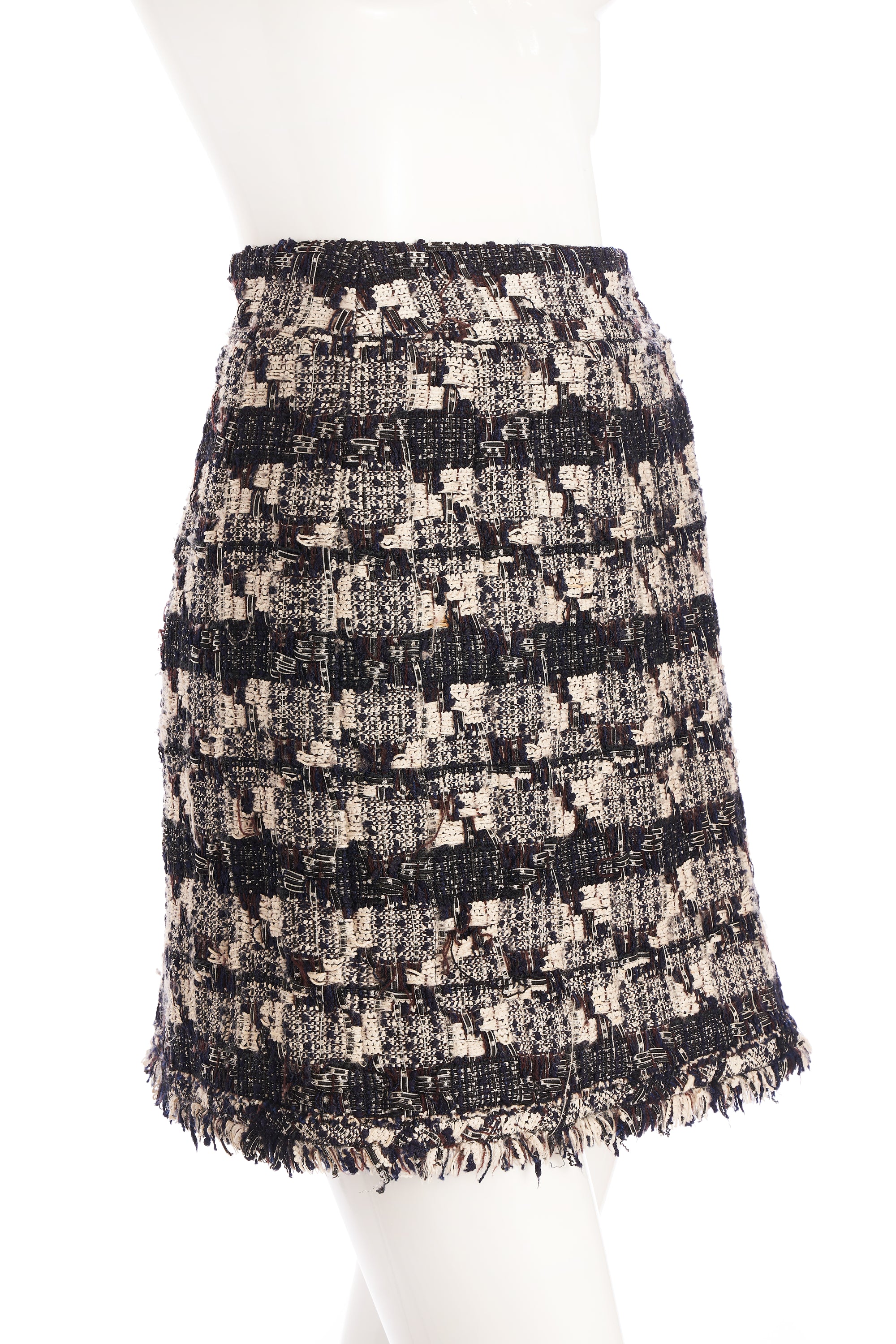 Chanel Black and White Tweed Jacket With Skirt