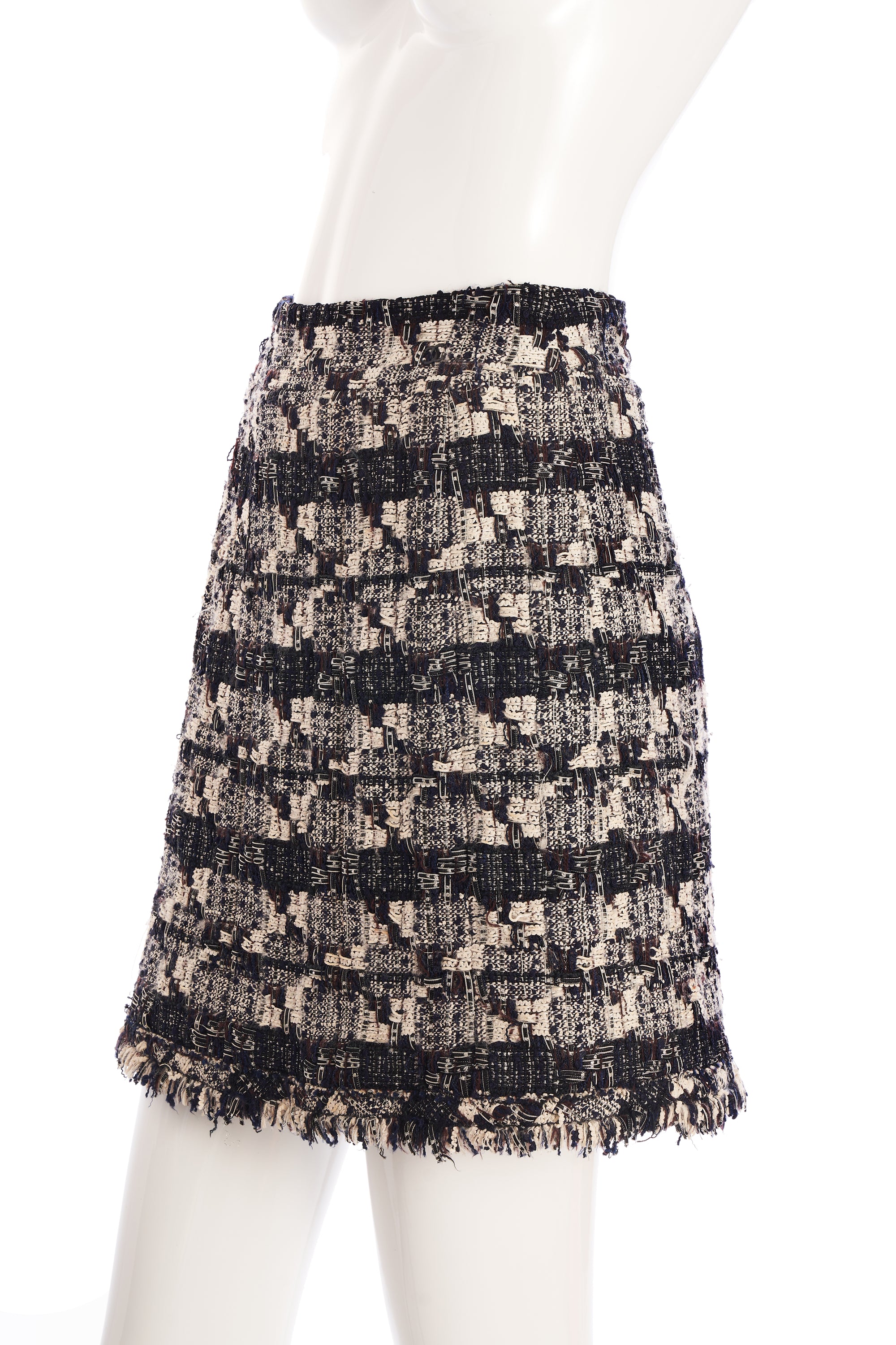 Chanel Black and White Tweed Jacket With Skirt