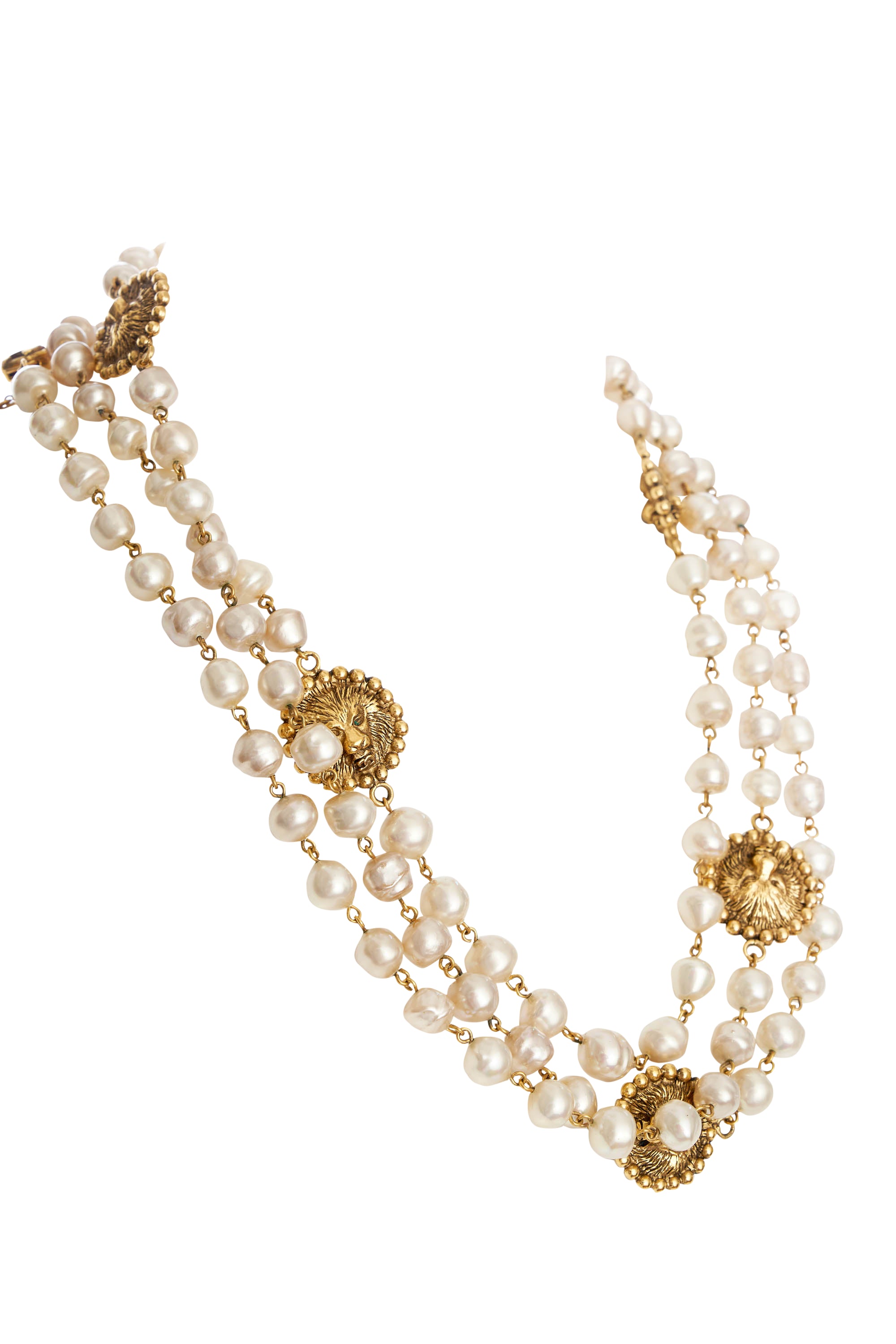 Chanel Pearl and Lion Medallion Sautoir Necklace