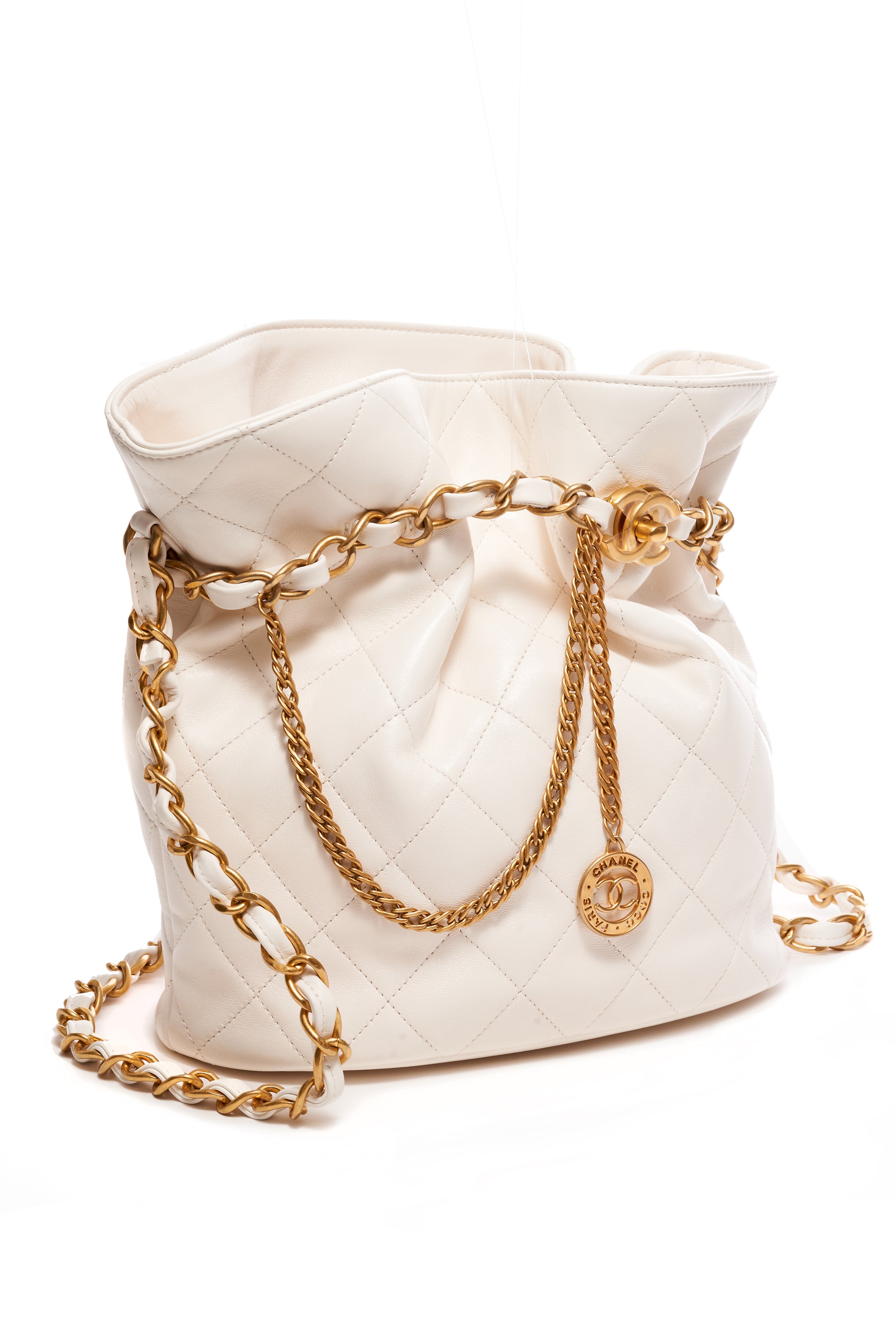 Chanel 2023 SS Casual Style Lambskin Bucket Bag Foxy Couture Carmel