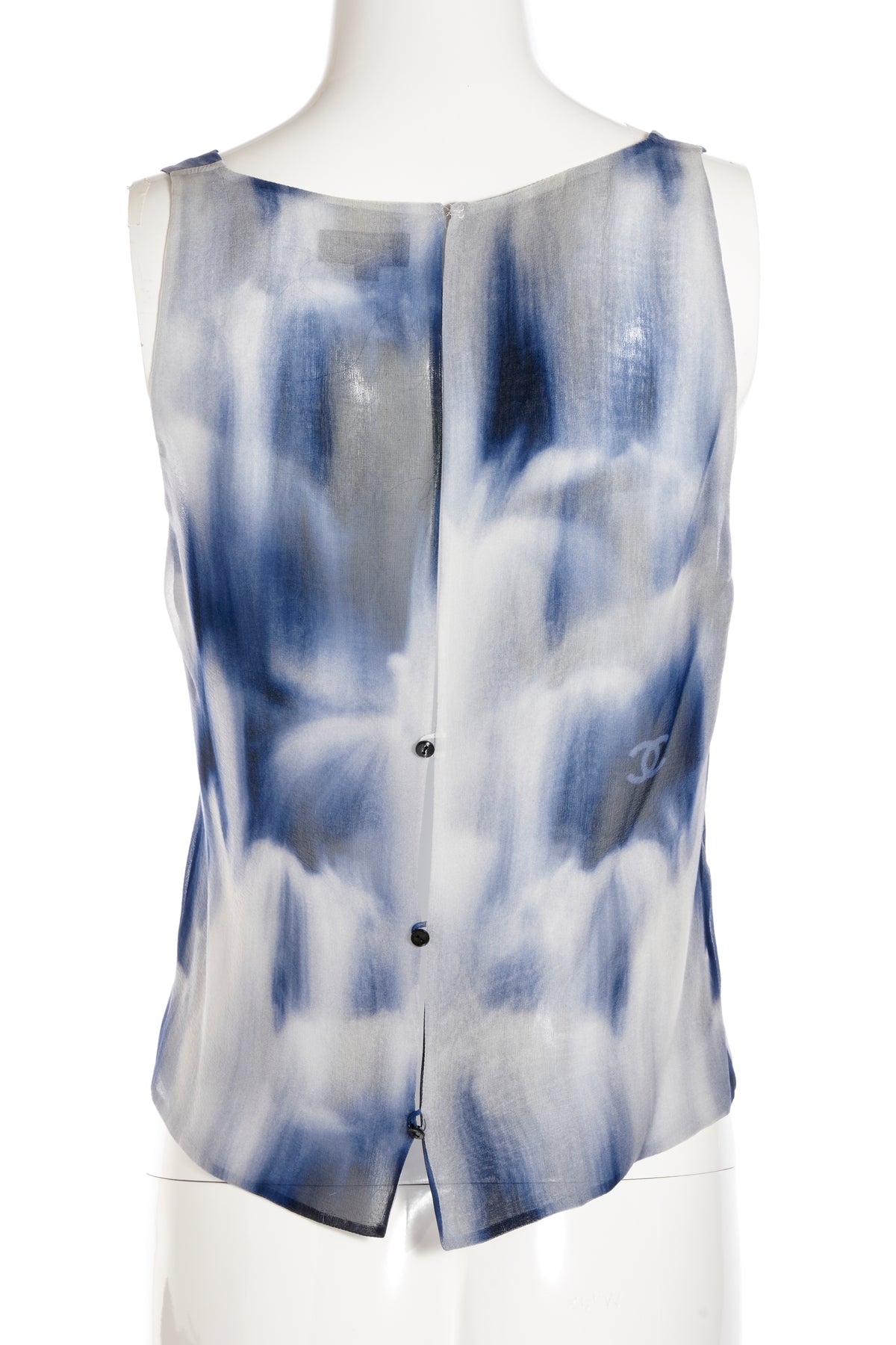 Chanel Blue and White Silk Chiffon Dress 2020