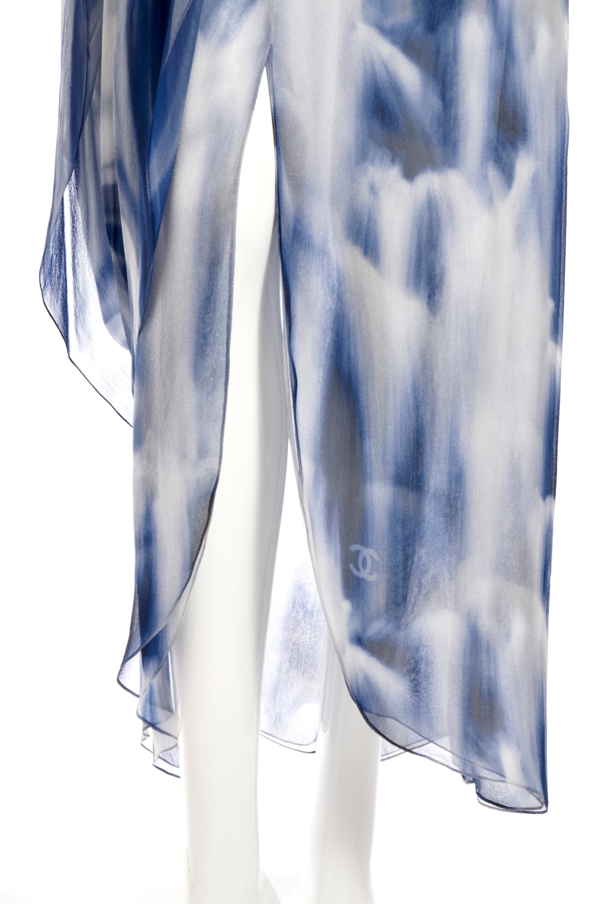 Chanel Blue and White Silk Chiffon Dress 2020