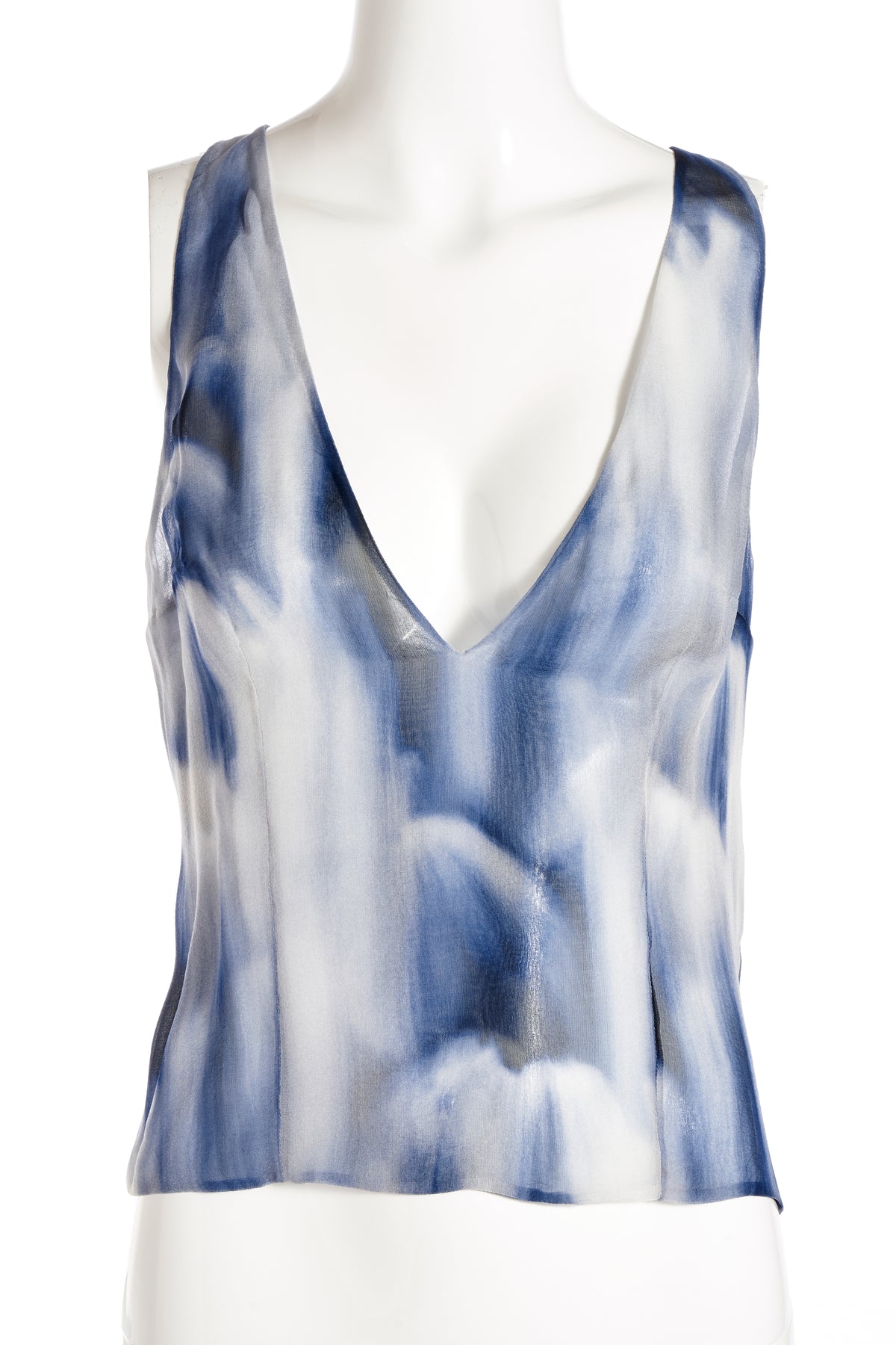 Chanel Blue and White Silk Chiffon Dress 2020