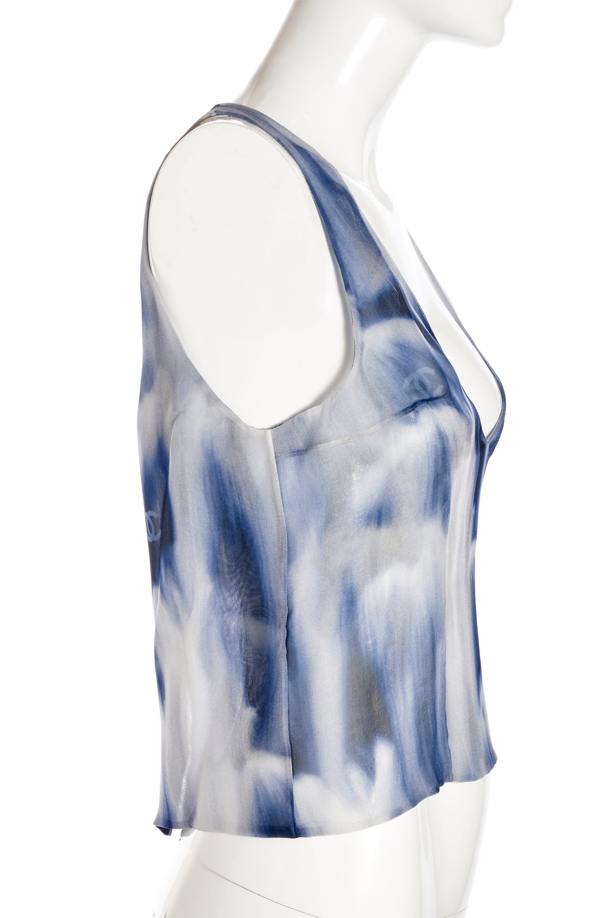 Chanel Blue and White Silk Chiffon Dress 2020