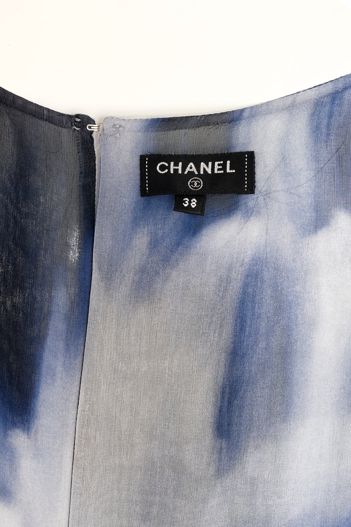 Chanel Blue and White Silk Chiffon Dress 2020