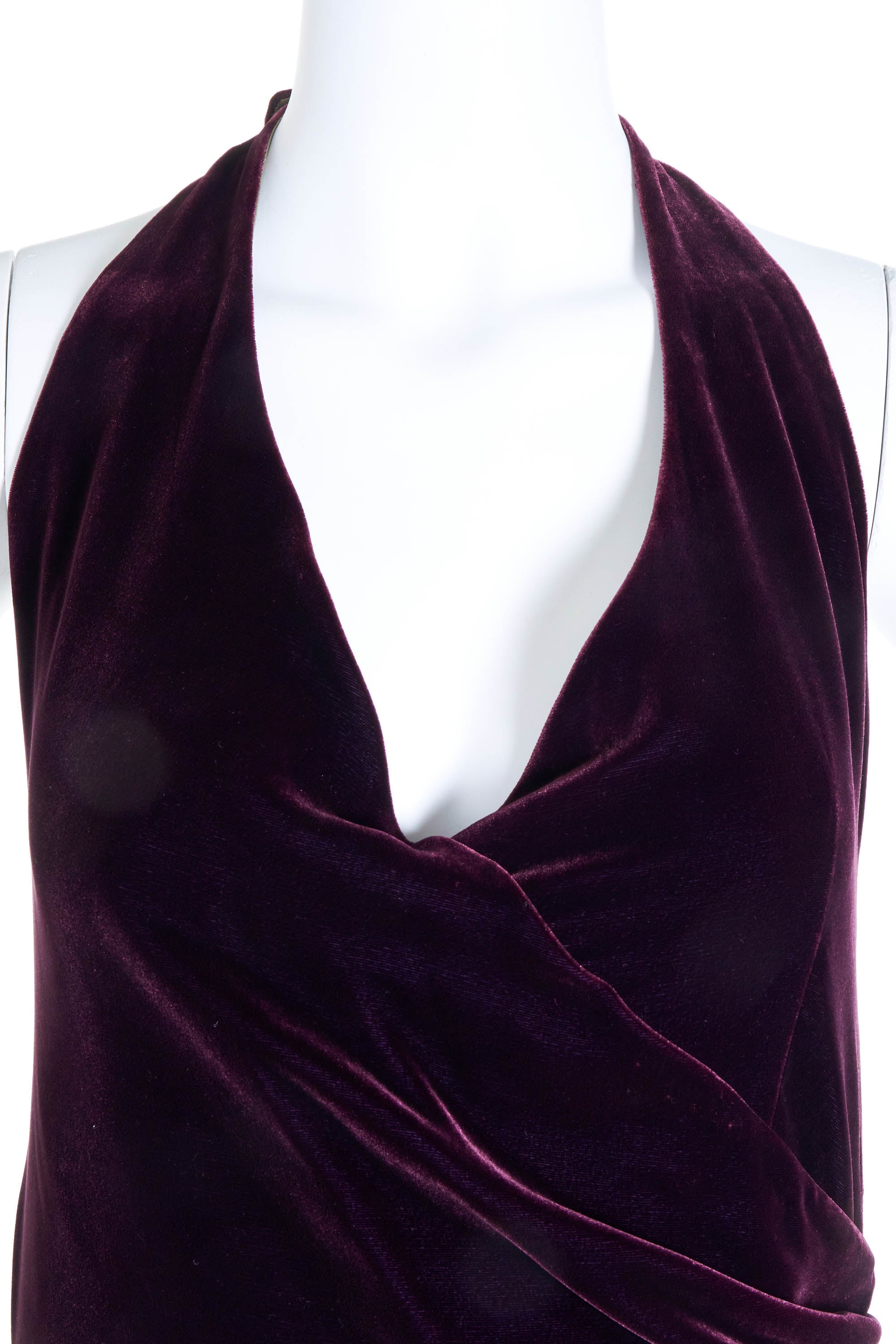 Chloe Maroon Velvet Halter Dress Long Size 2