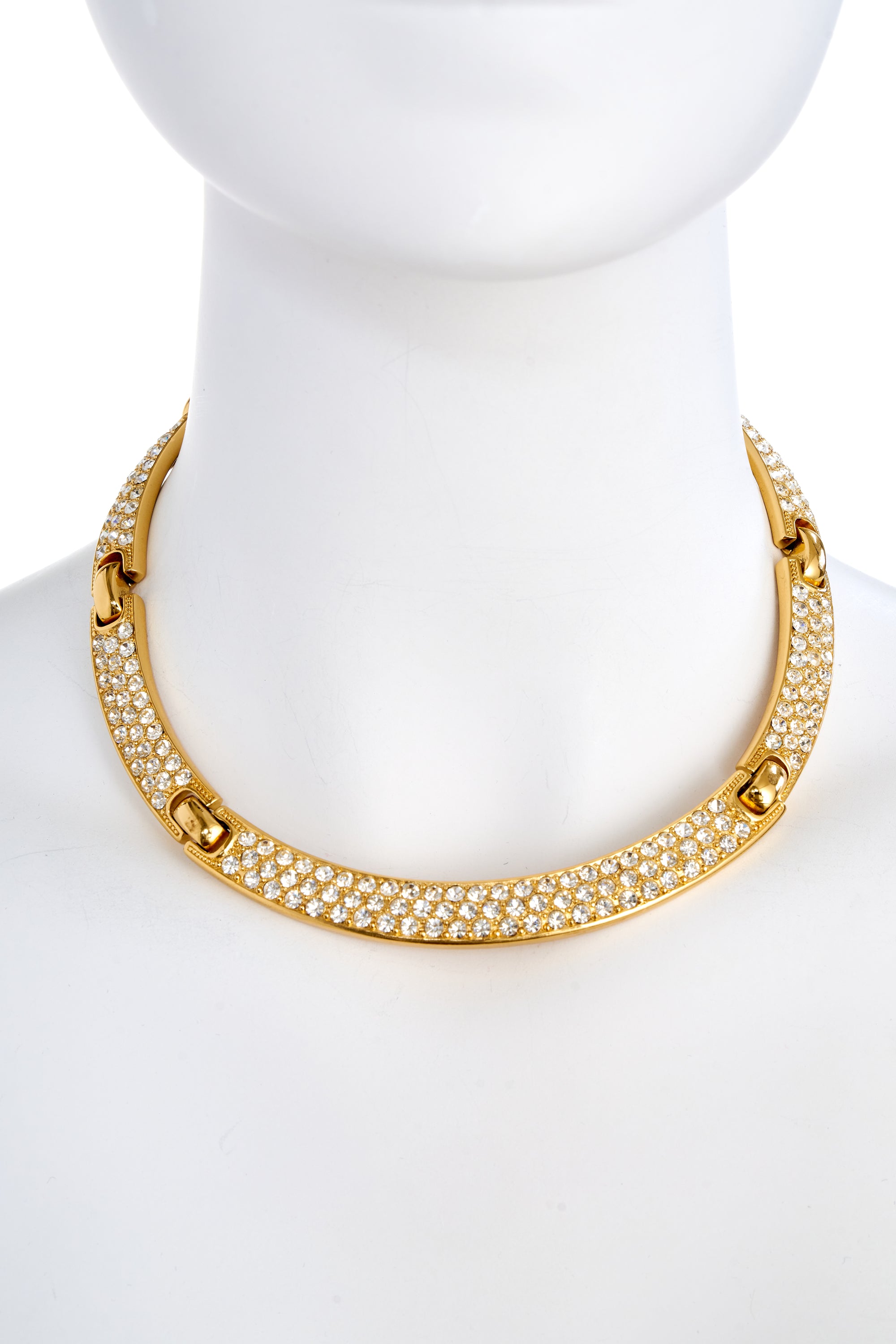 Christian Dior Gold Tone Crystal Collar Necklace