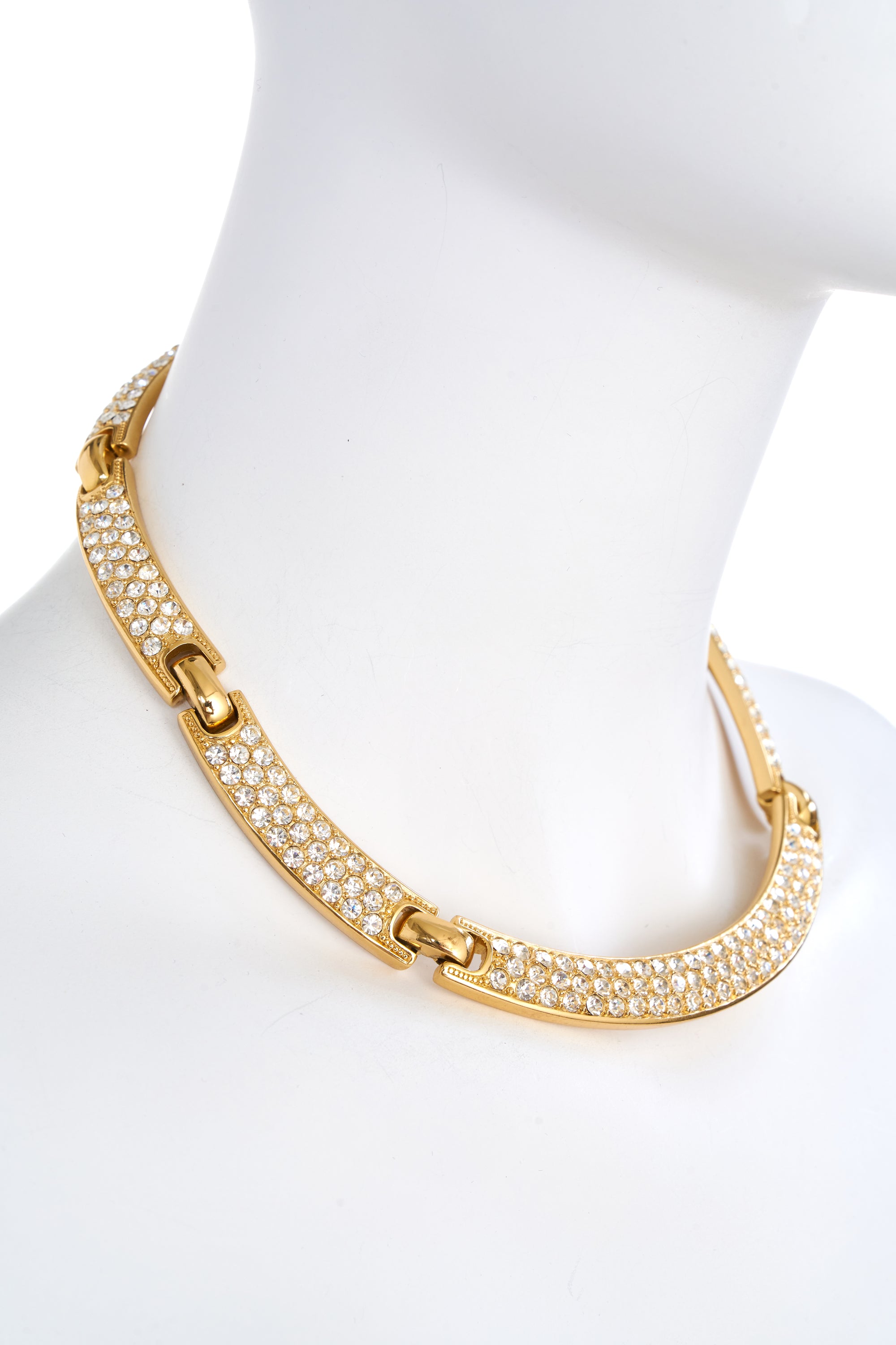 Christian Dior Gold Tone Crystal Collar Necklace