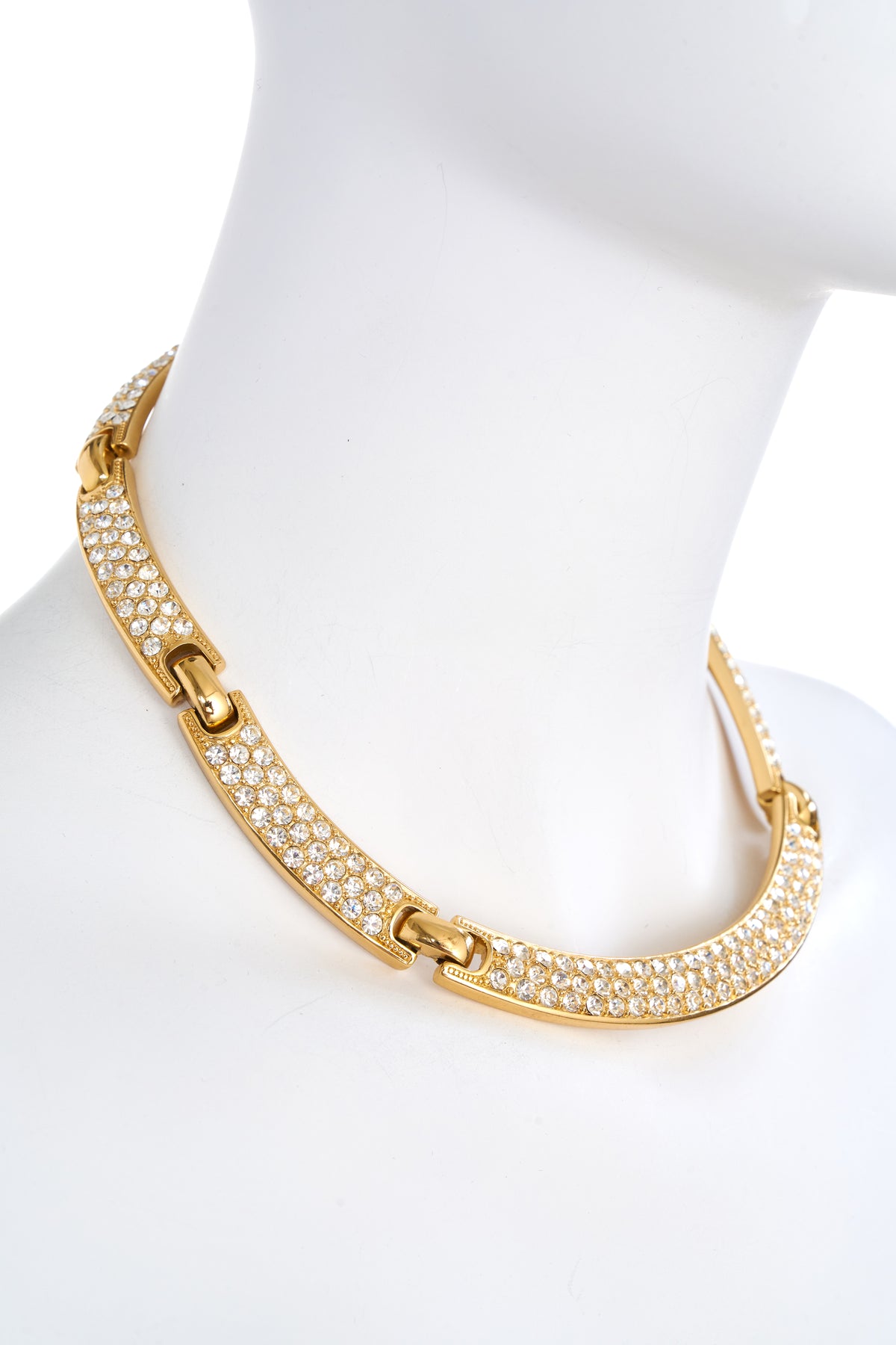 Christian Dior Gold Tone Crystal Collar Necklace