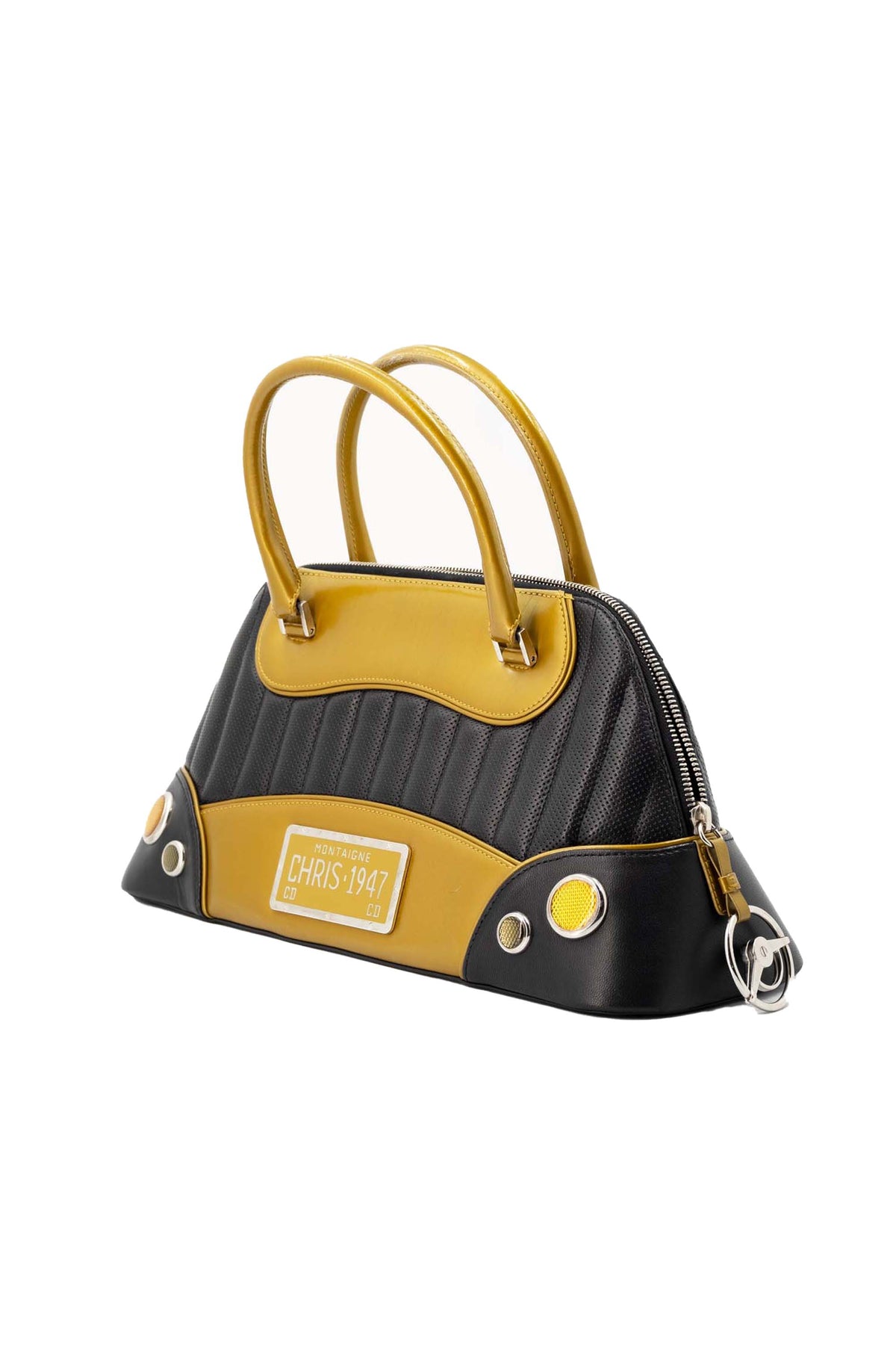 Christian Dior Black/Gold Patent Cadillac Chris Montaigne Purse 2001 Size MM