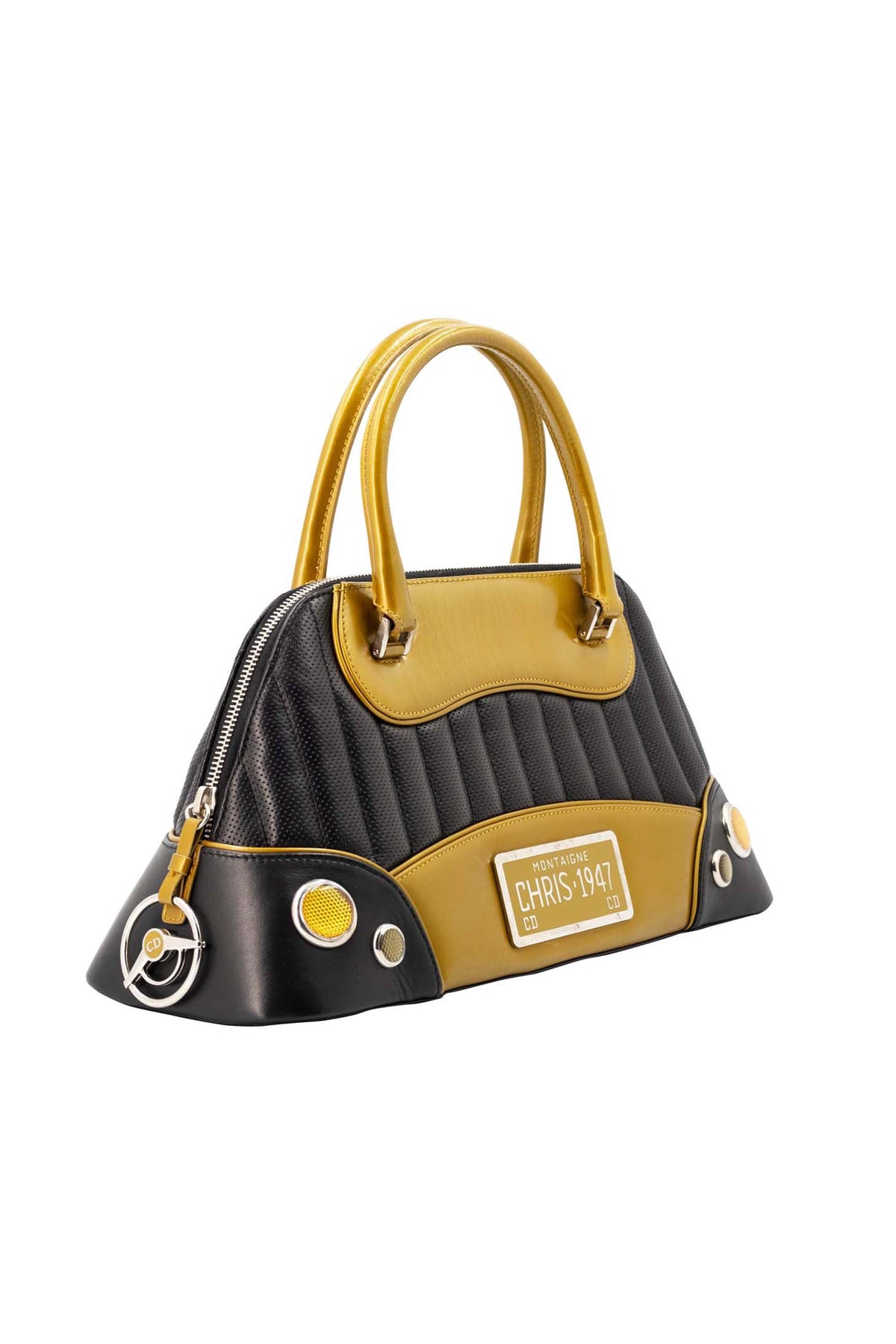 Christian Dior Black/Gold Patent Cadillac Chris Montaigne Purse 2001 Size MM