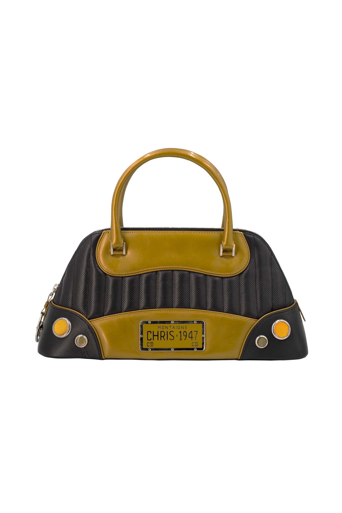 Christian Dior Black/Gold Patent Cadillac Chris Montaigne Purse 2001 Size MM