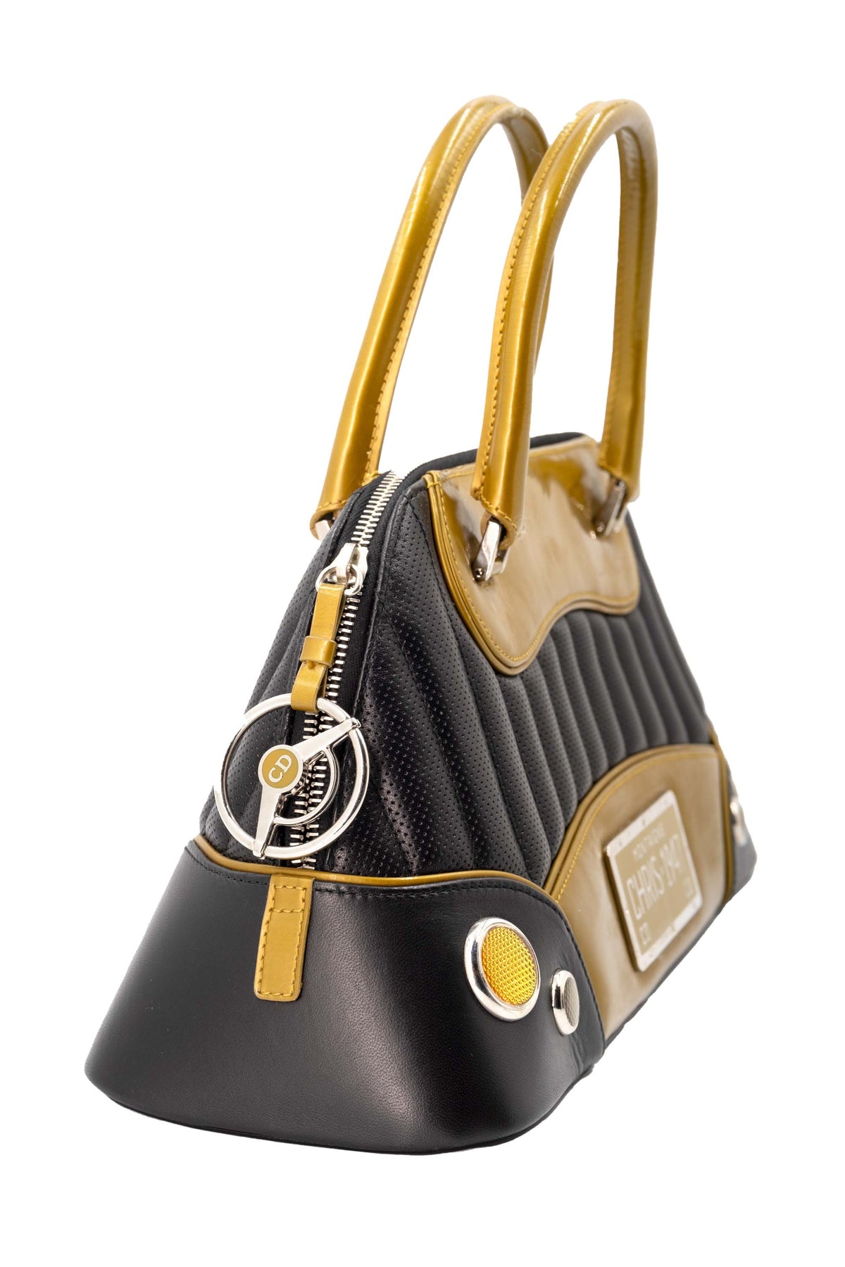 Christian Dior Black/Gold Patent Cadillac Chris Montaigne Purse 2001 Size MM