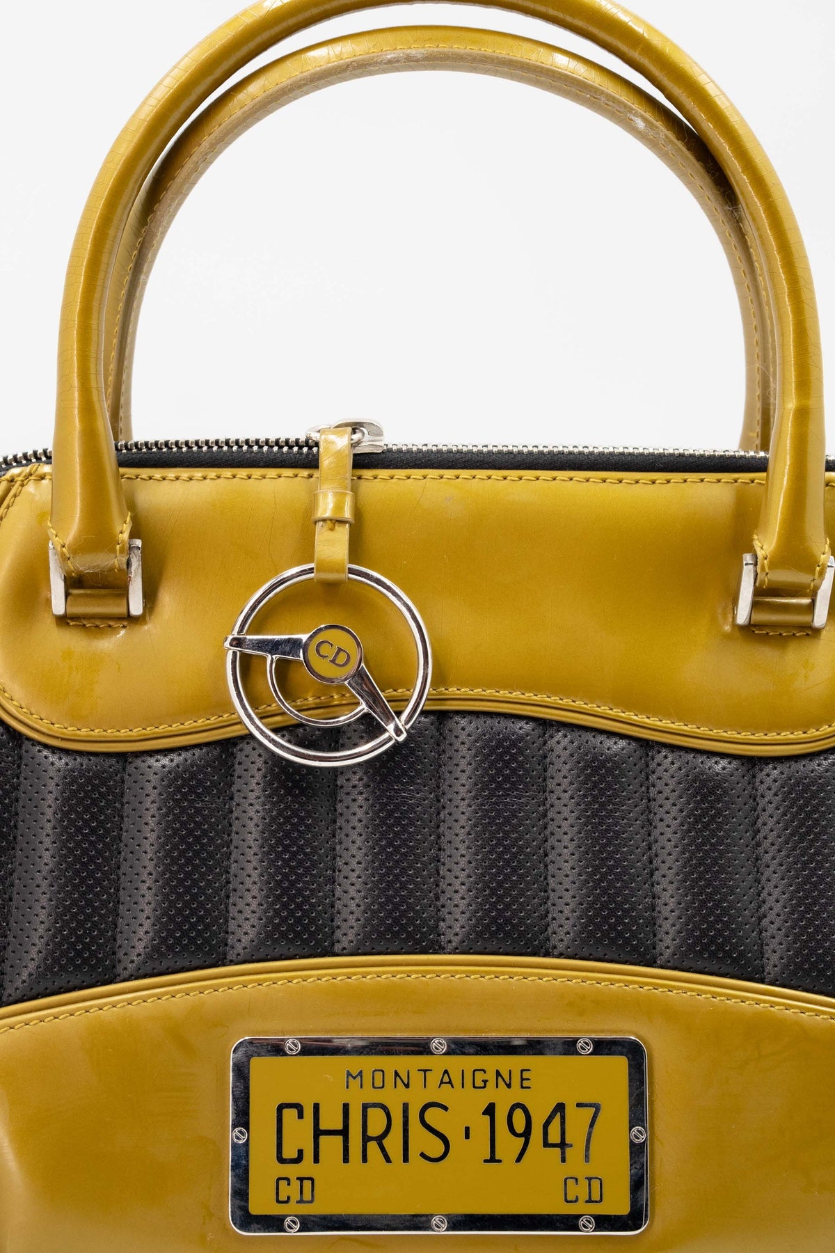 Christian Dior Black/Gold Patent Cadillac Chris Montaigne Purse 2001 Size MM