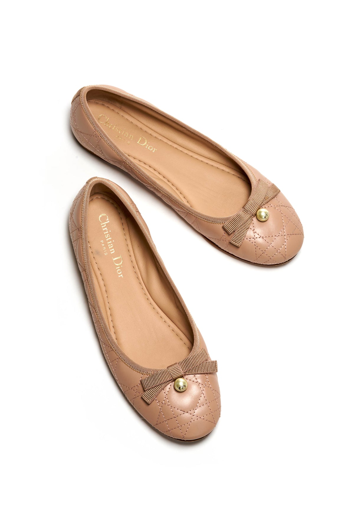 Dior Nude Cannage Ballet Flat With Pearl Size 37.5