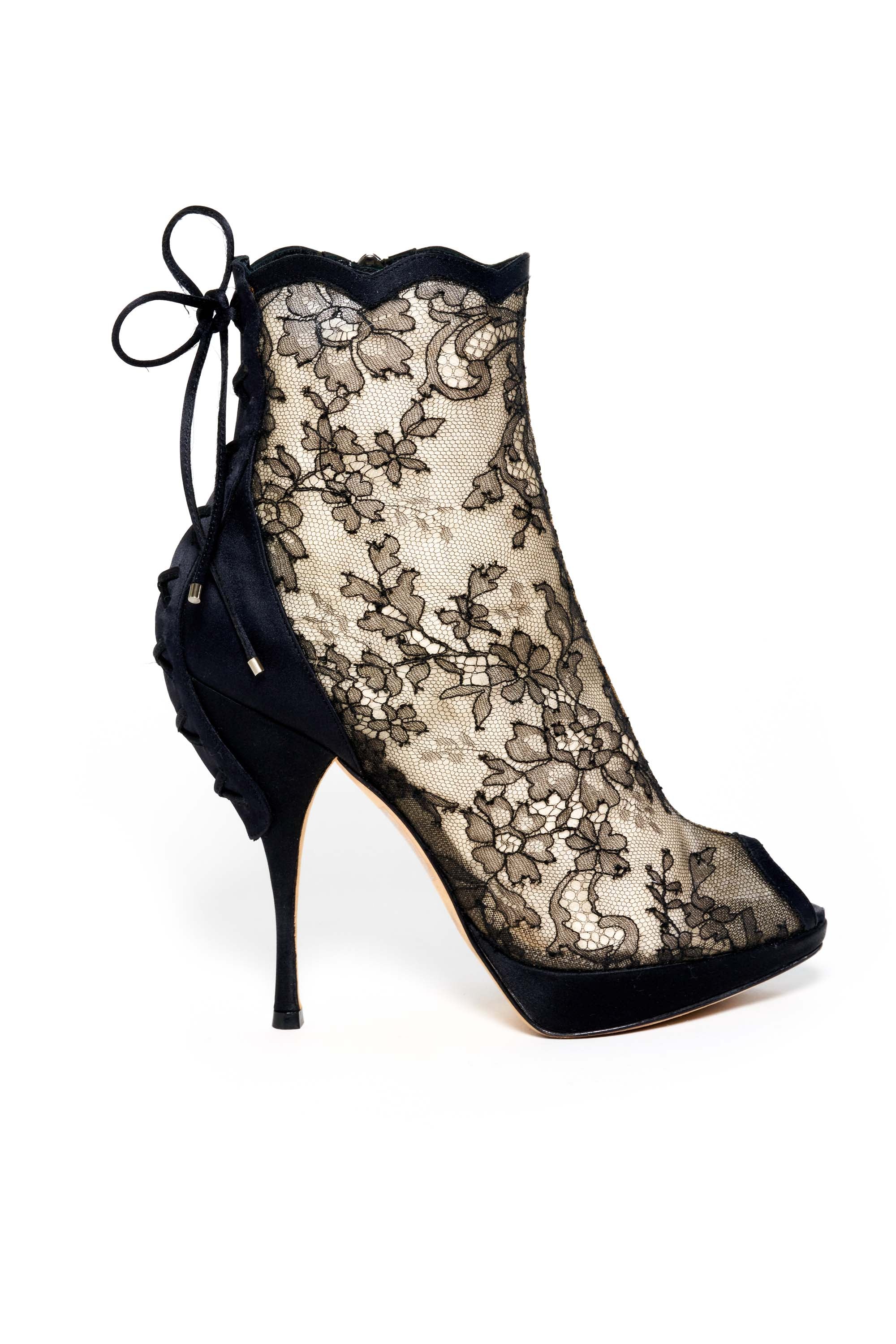 Christian DIor Mesh Floral Embroidered Platform Heels 36.5