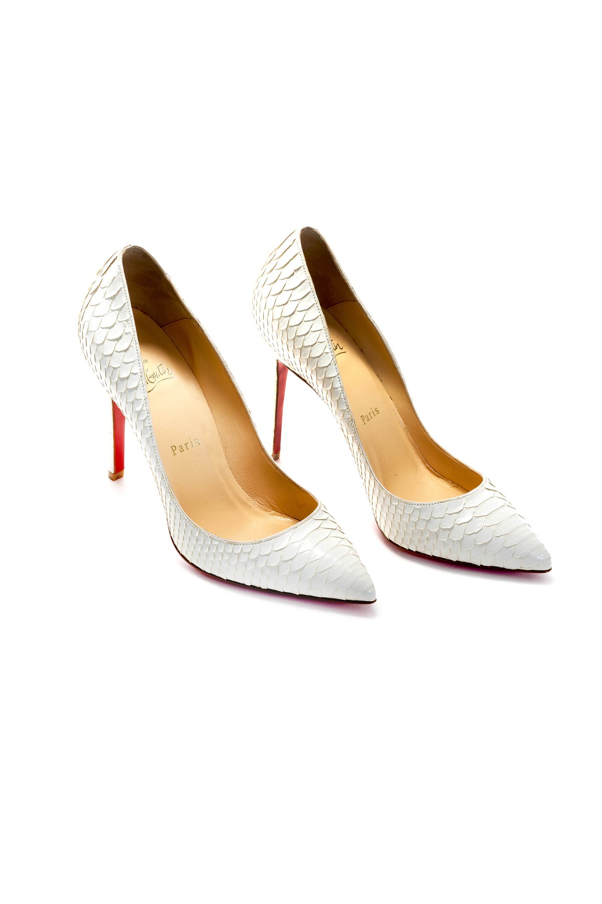 Christian Louboutin White Snake Pumps Size 38