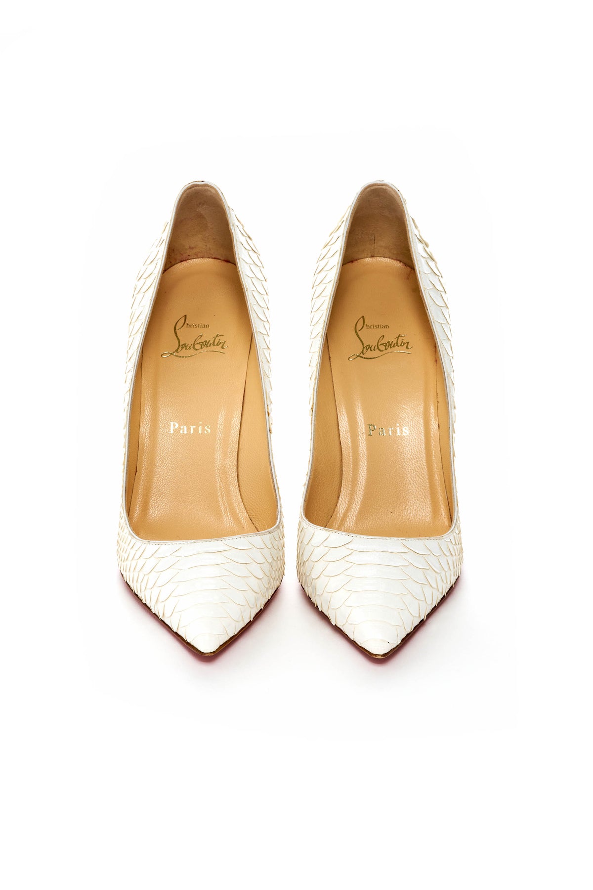 Christian Louboutin White Snake Pumps Size 38