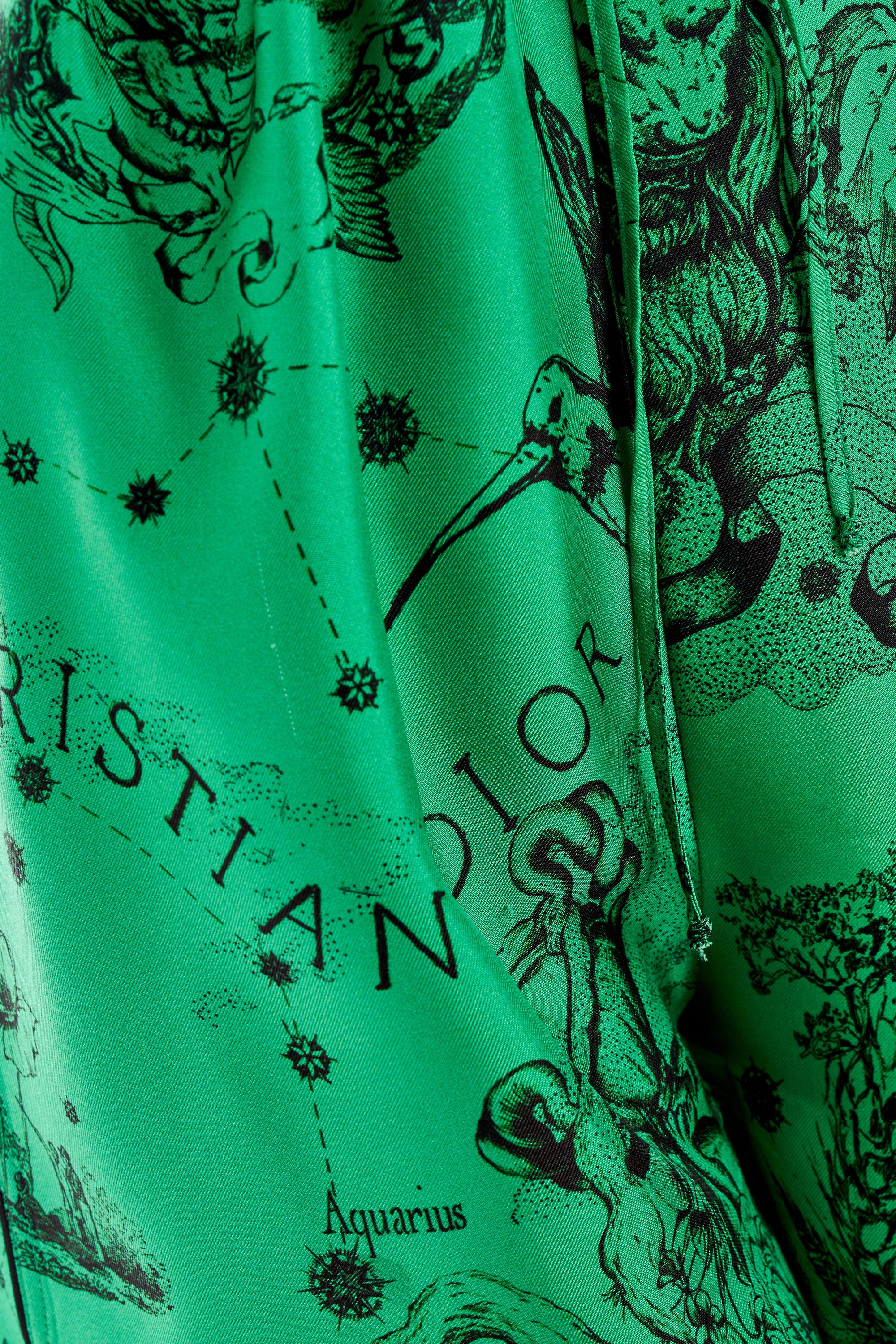 Christian Dior Constellation Print Green Silk Romper