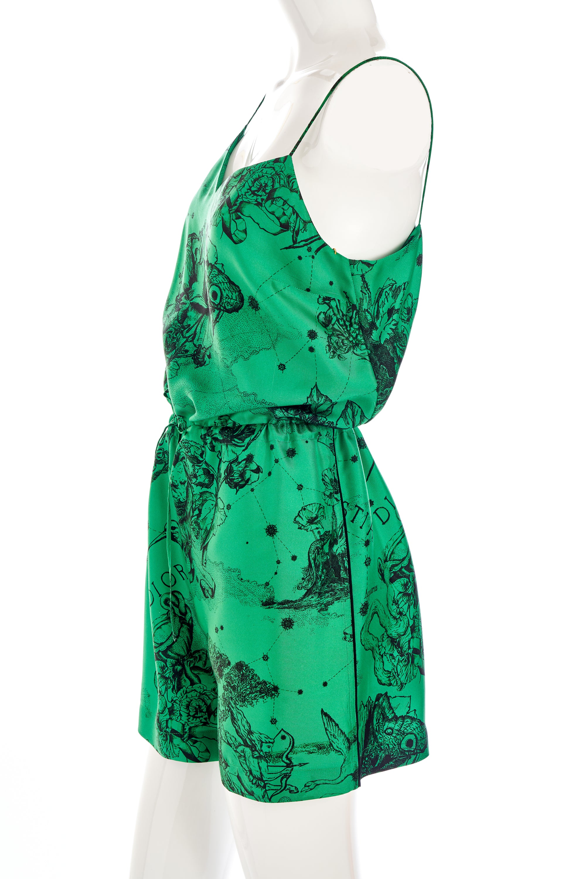 Christian Dior Constellation Print Green Silk Romper