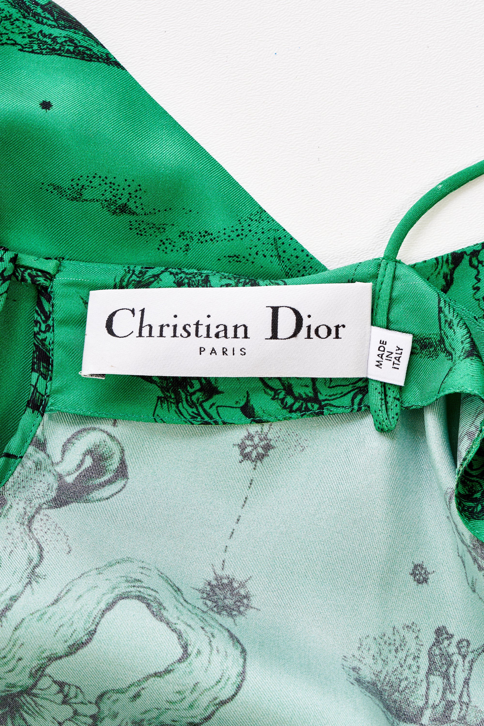 Christian Dior Constellation Print Green Silk Romper