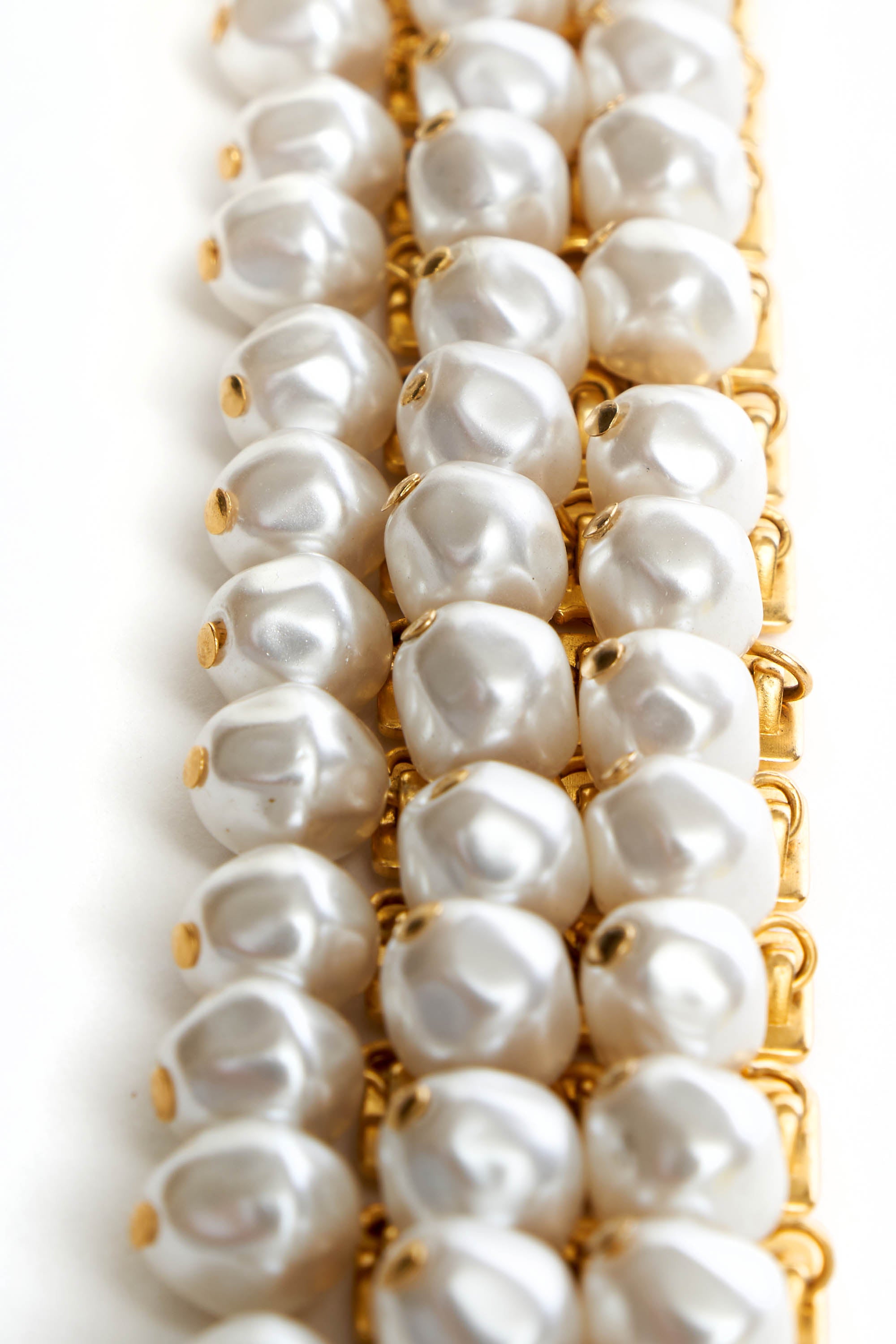 Christian Dior Vintage Gold and Pearl Embellished Belt