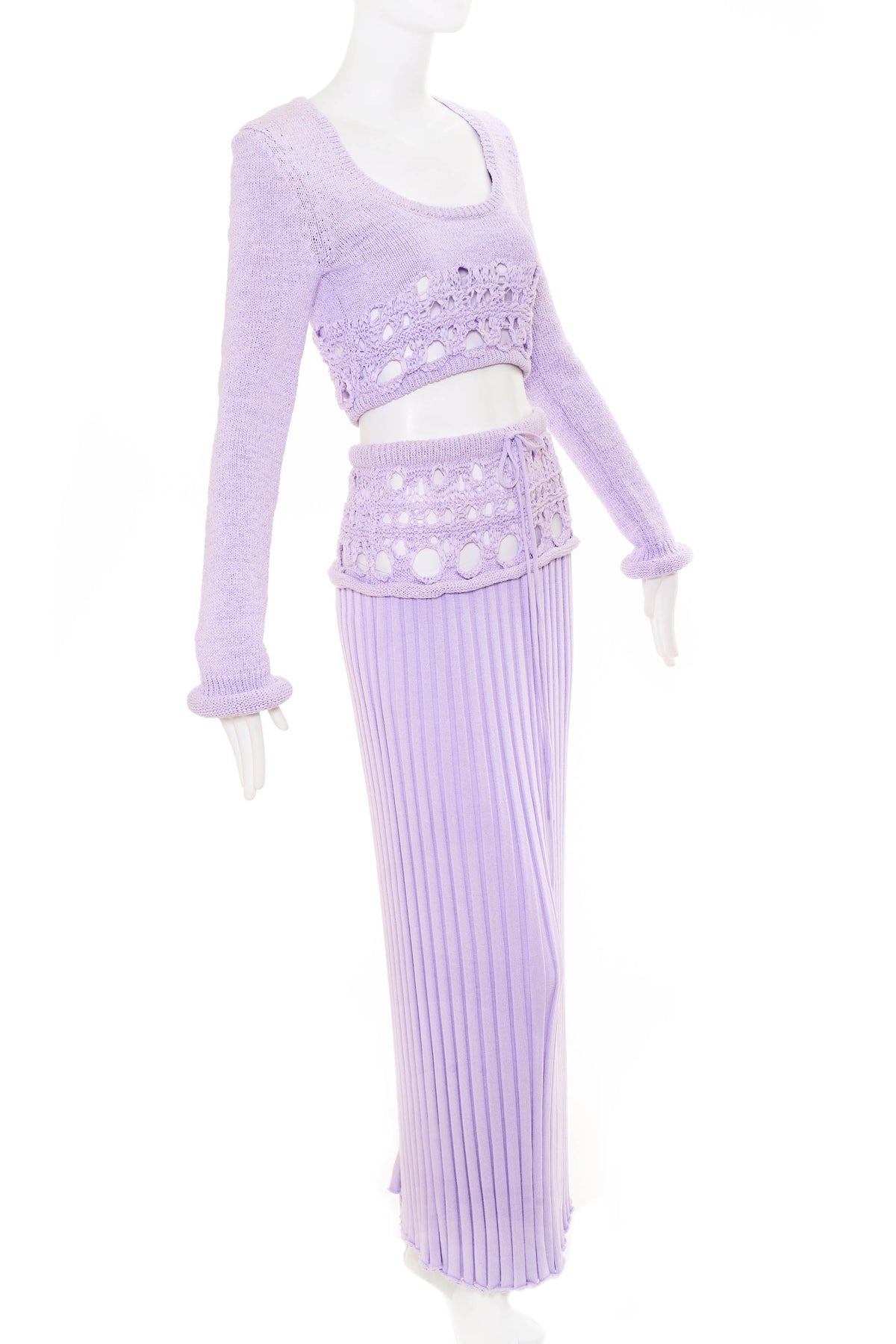 Christopher Esber Lavender Knit Crop Top and Skirt Set Size Large