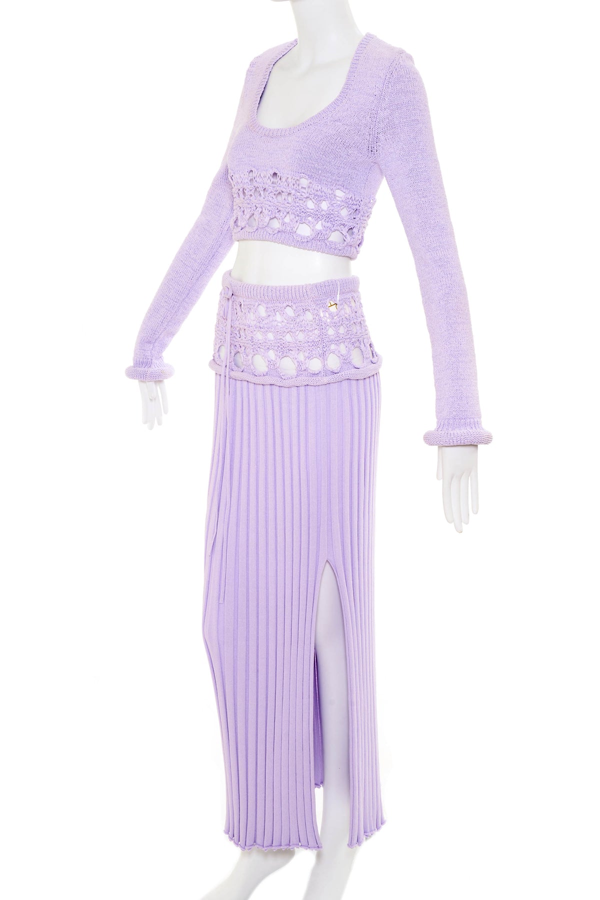 Christopher Esber Lavender Knit Crop Top and Skirt Set Size Large