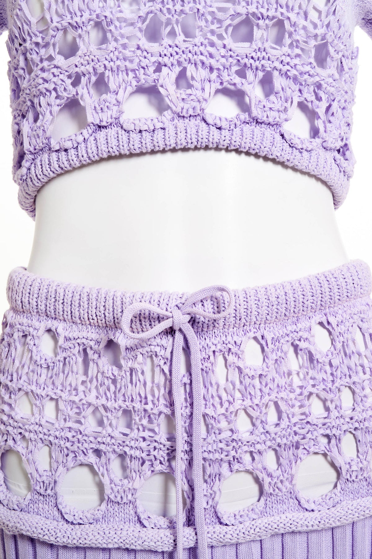 Christopher Esber Lavender Knit Crop Top and Skirt Set Size Large