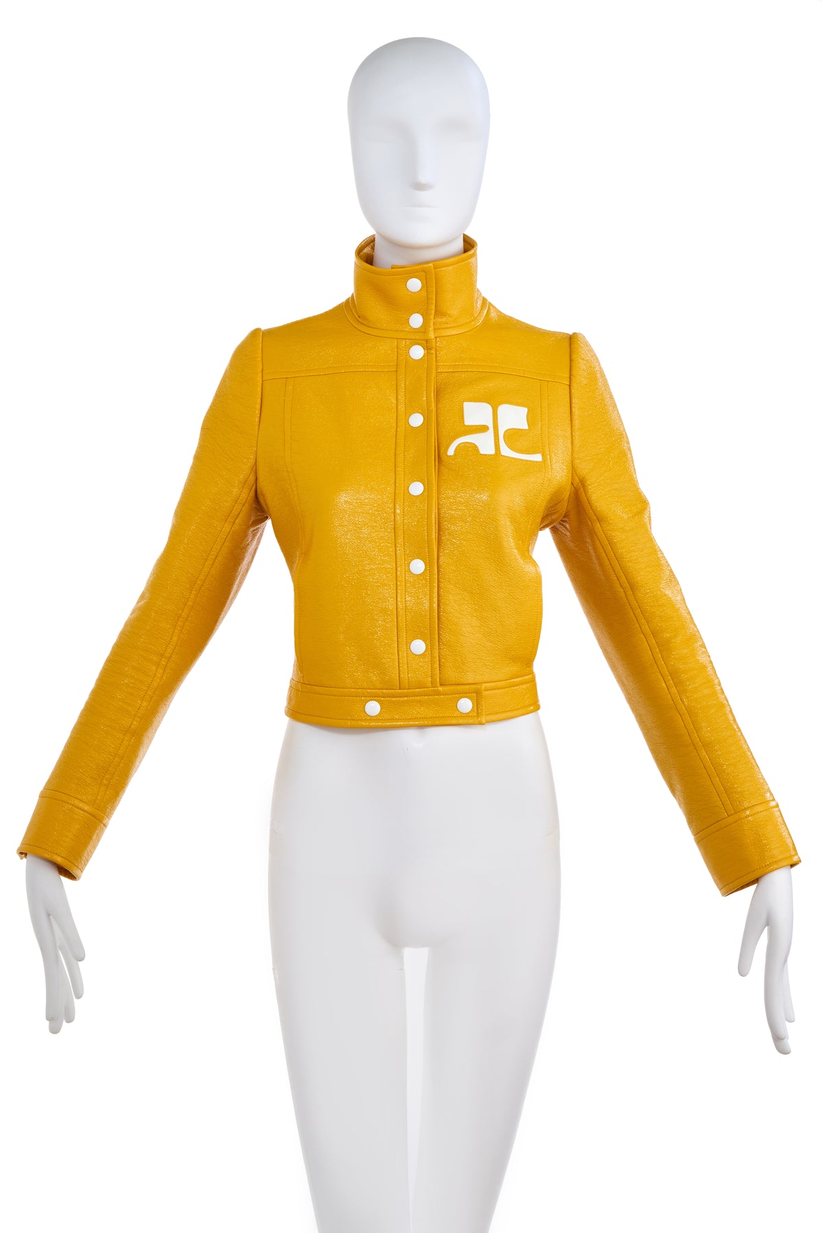 Courreges Yellow AC Patent Snap Jacket 40/4