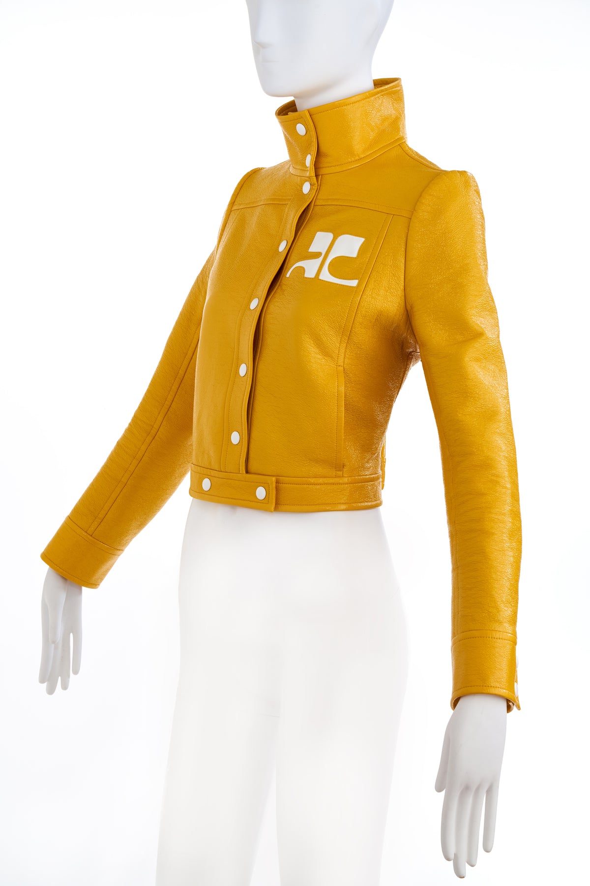 Courreges Yellow AC Patent Snap Jacket 40/4