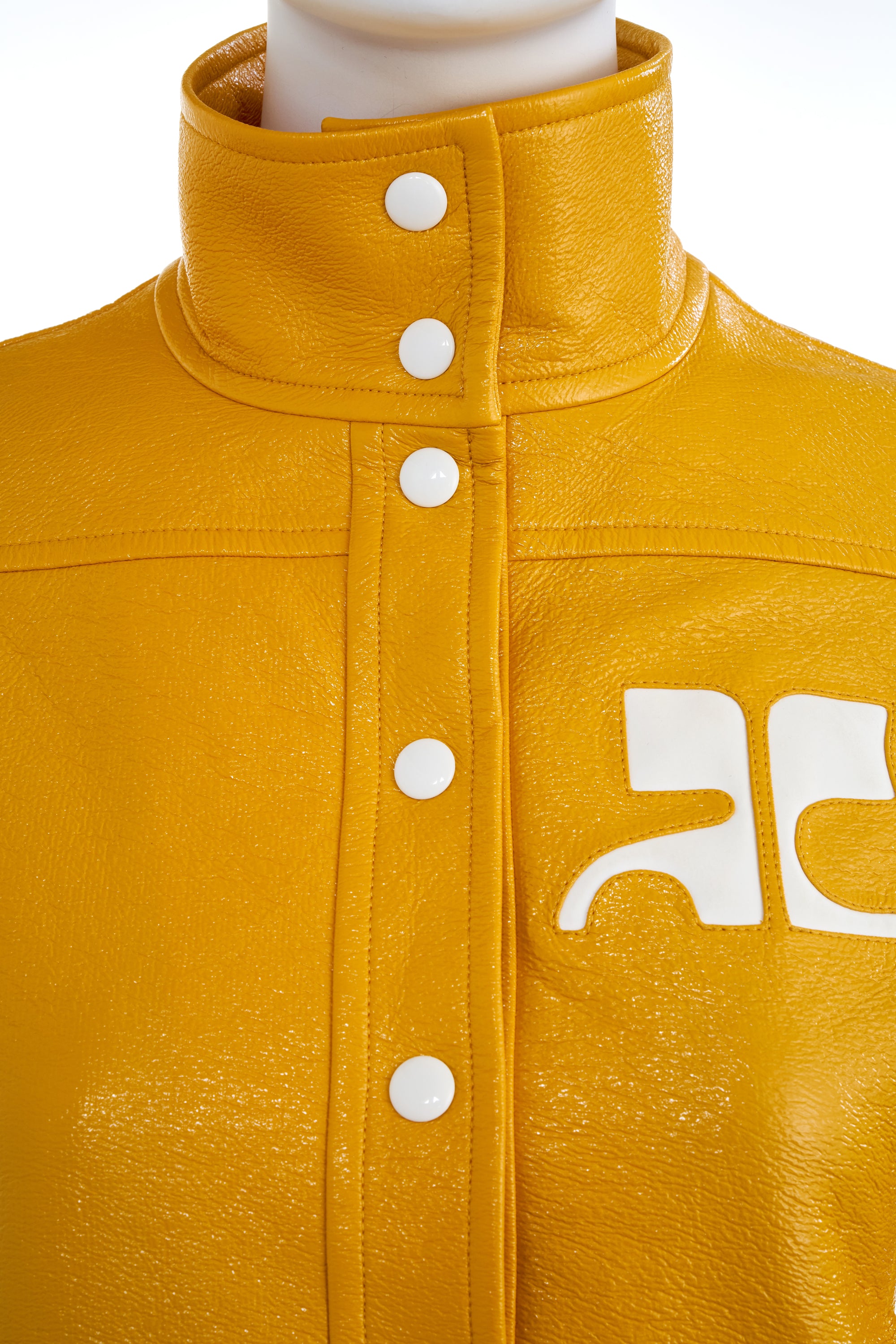 Courreges Yellow AC Patent Snap Jacket 40/4