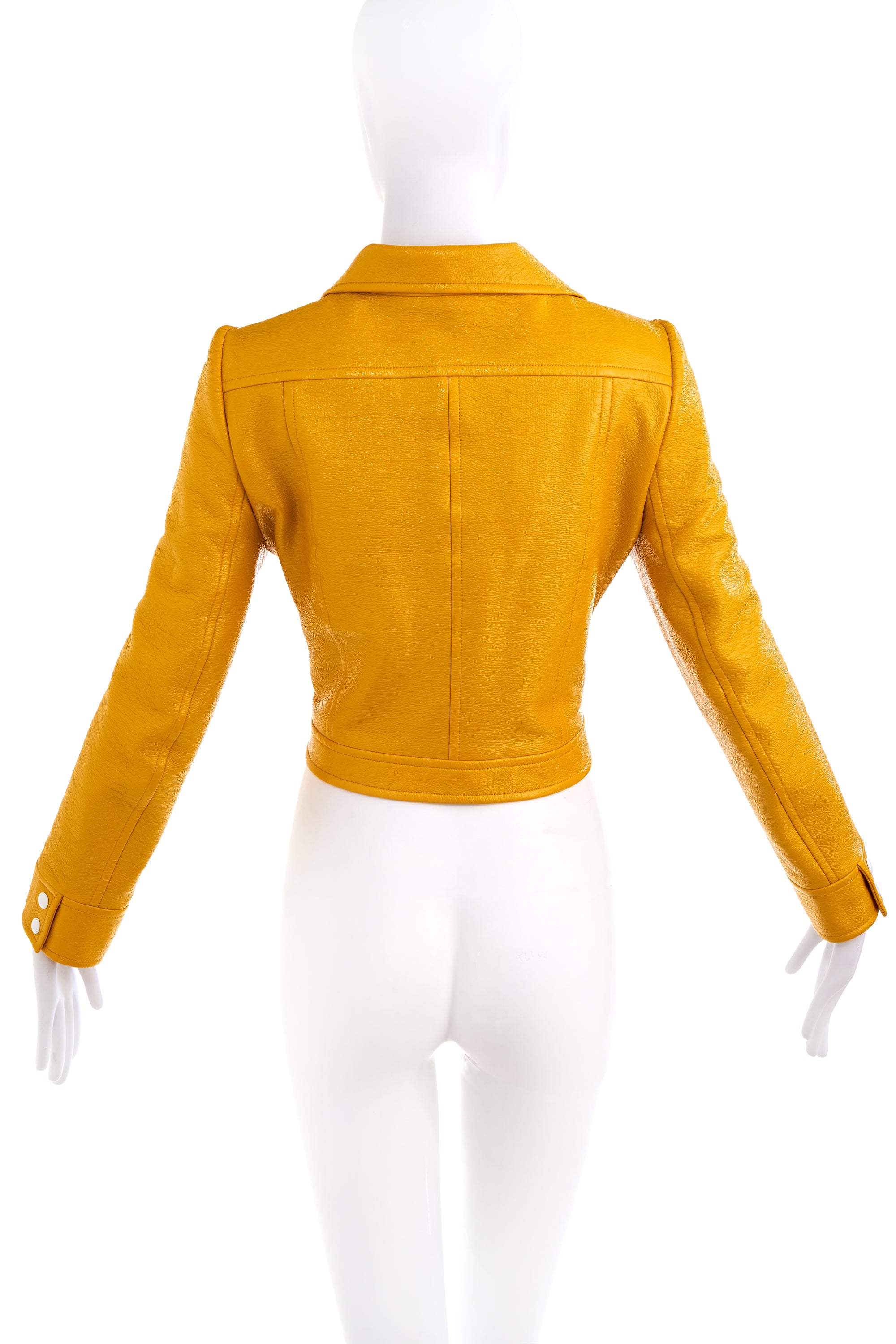 Courreges Yellow AC Patent Snap Jacket 40/4