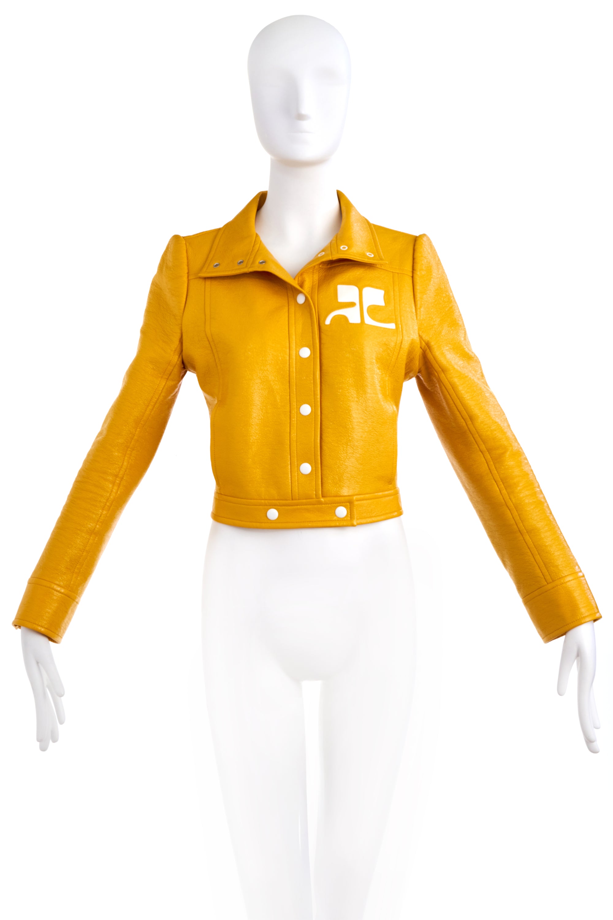 Courreges Yellow AC Patent Snap Jacket 40/4