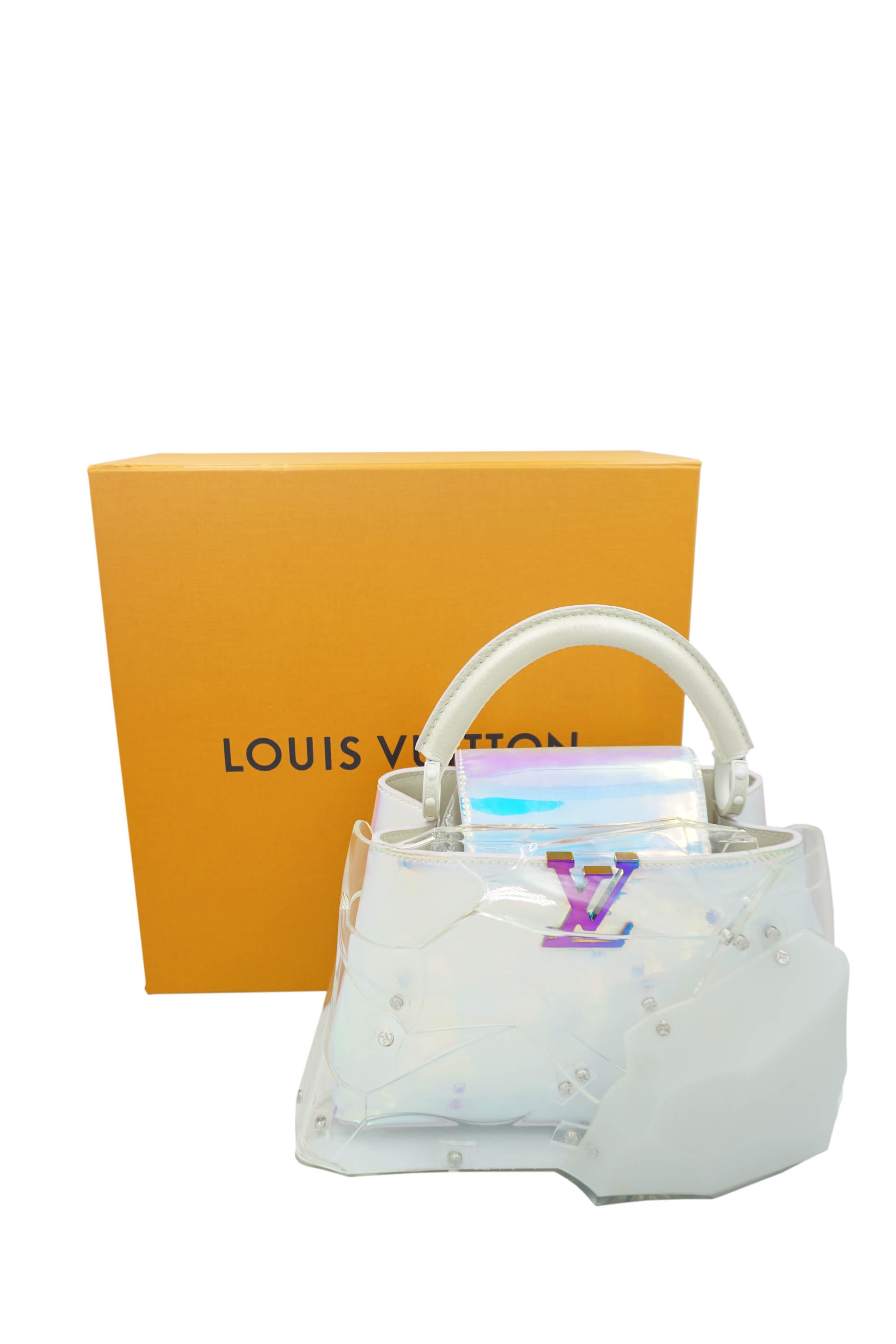 Louis Vuitton x Frank Gehry BB Capucines White Shimmer Haze Purse