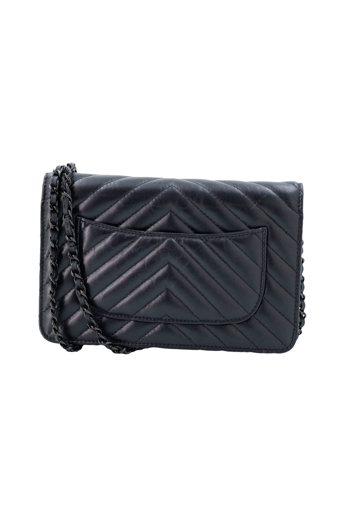 Chanel Wallet on a Chain So Black Reissue Chevron Purse