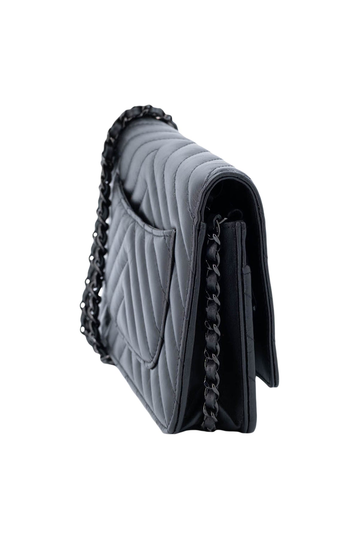 Chanel Wallet on a Chain So Black Reissue Chevron Purse