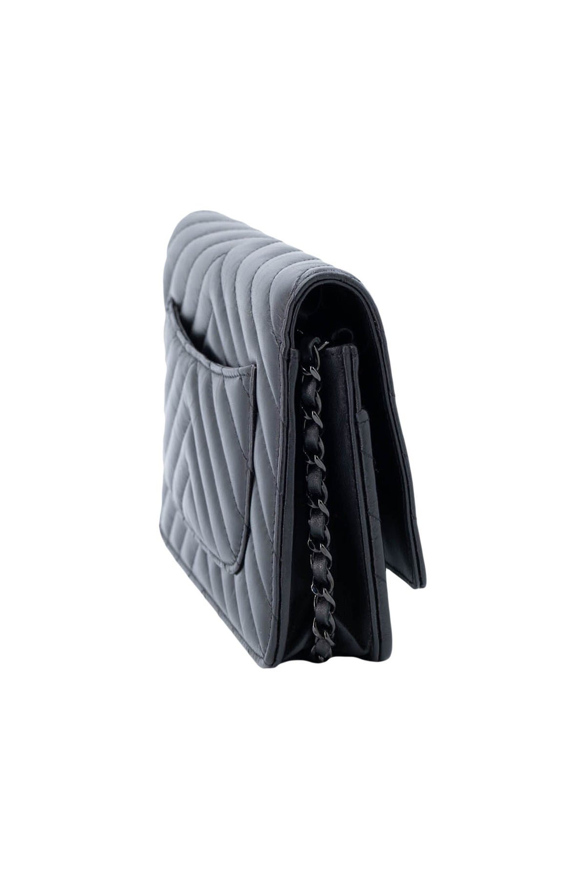 Chanel Wallet on a Chain So Black Reissue Chevron Purse