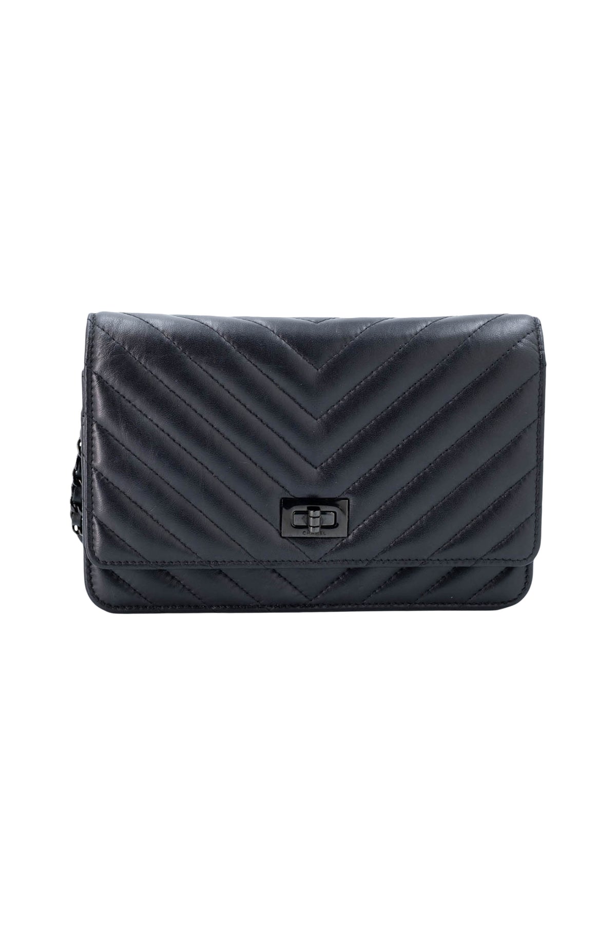 Chanel Wallet on a Chain So Black Reissue Chevron Purse