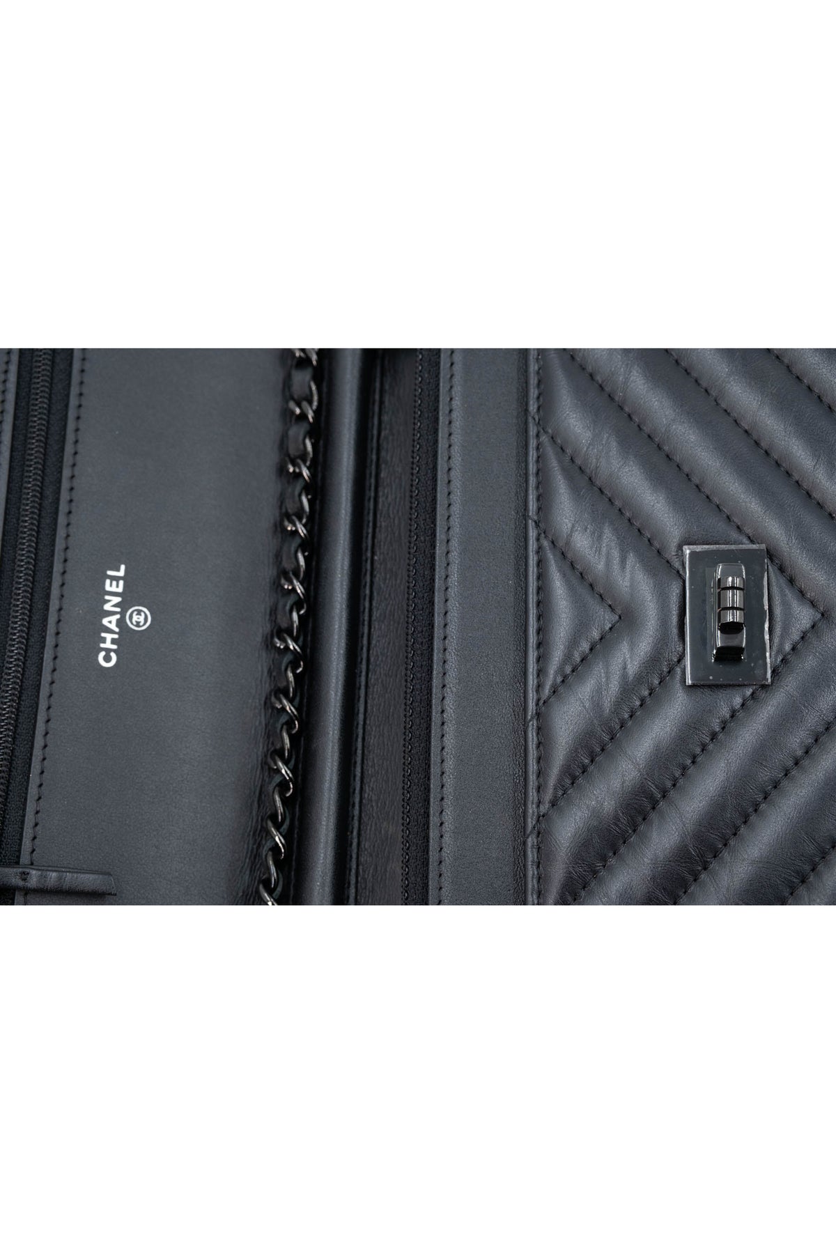 Chanel Wallet on a Chain So Black Reissue Chevron Purse