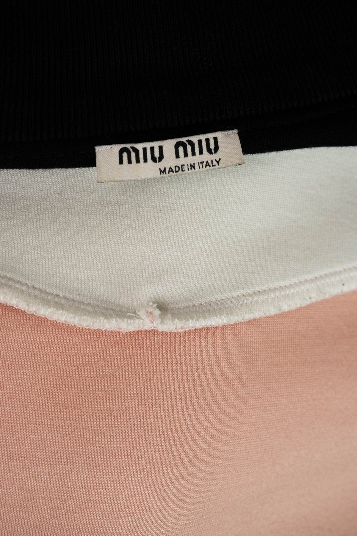 Miu Miu Pink Black White Tech Jersey Zip Jacket Logo Sleeves Size M