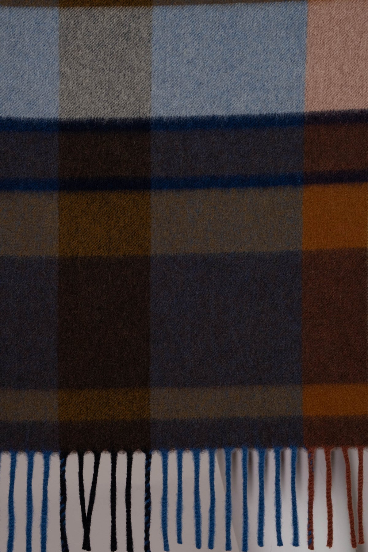 Loro Piana Brown Blue Gray Plaid Hooded Cashmere Cape Size Small