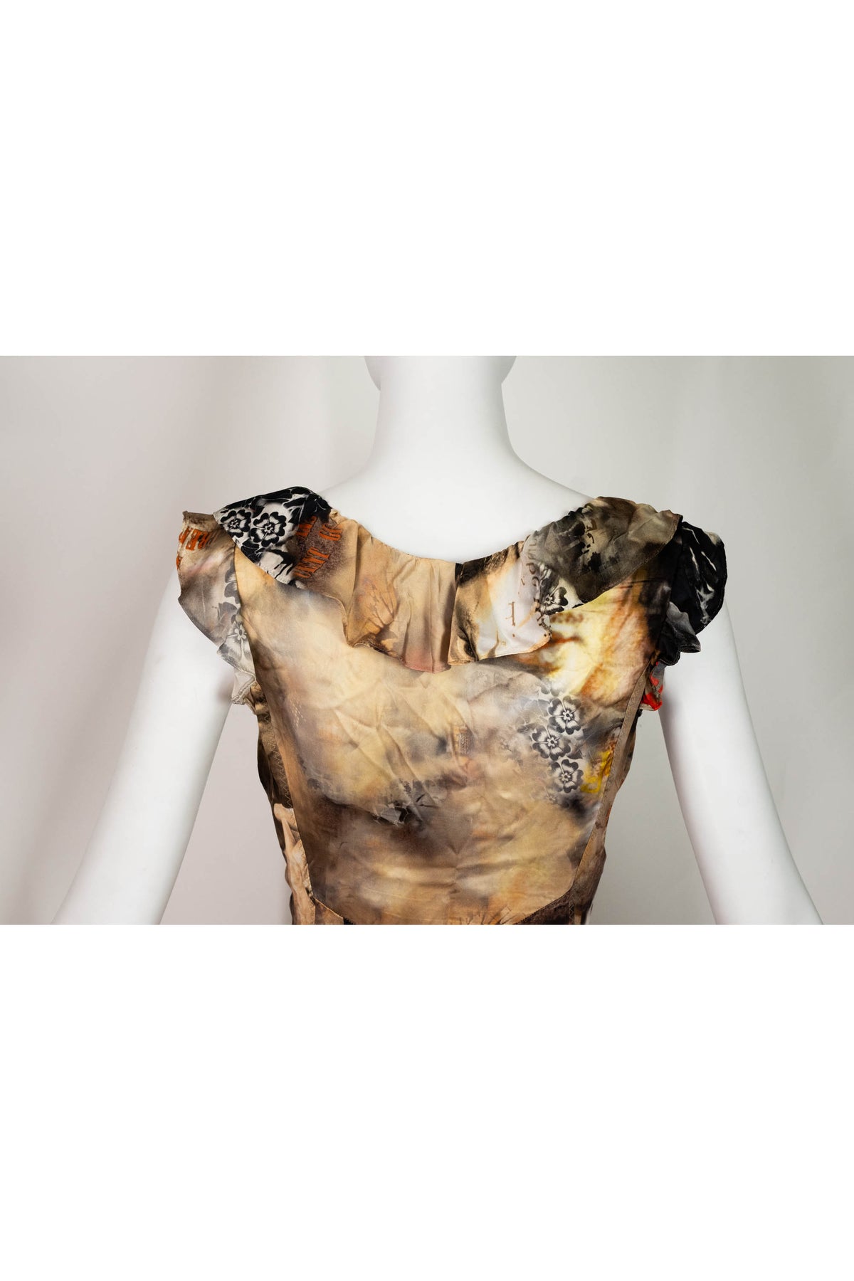 John Galliano Brown Beige I&#39;m A King Boxer Print Silk Dress Y2k Size 40