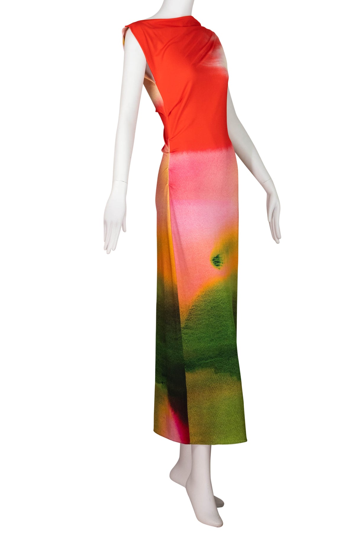 Oscar de la Renta Multi-Color Watercolor Jersey Maxi Dress 2025 Size 4