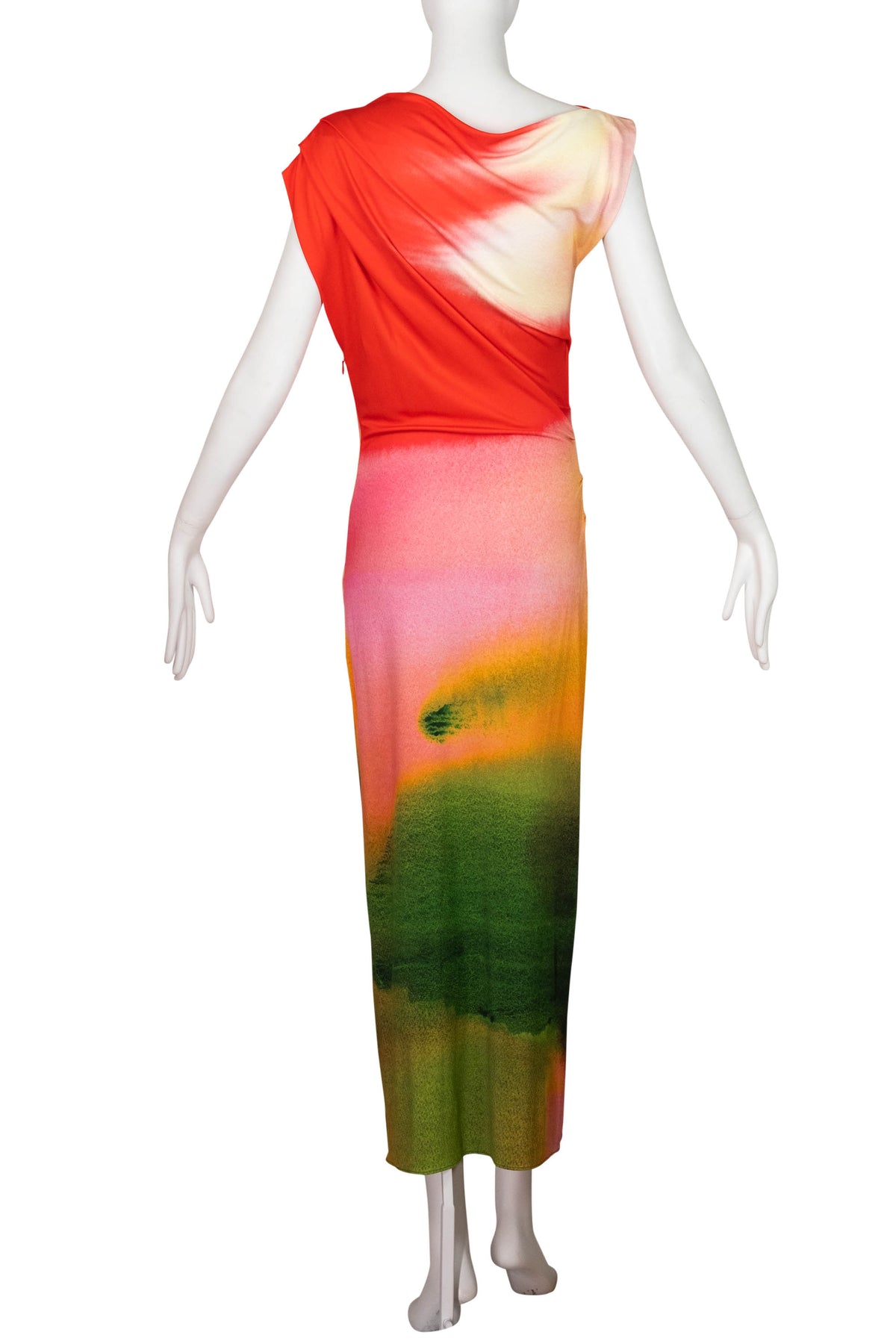 Oscar de la Renta Multi-Color Watercolor Jersey Maxi Dress 2025 Size 4