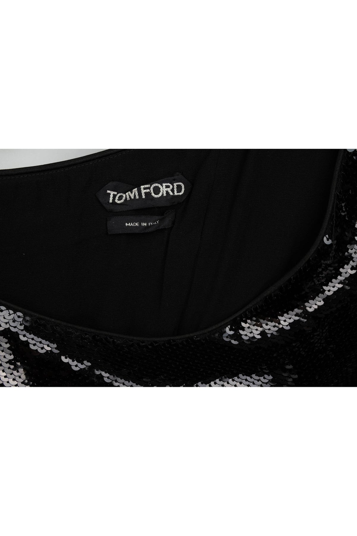 Tom Ford Black Sequins Off the Shoulder Mermaid Gown Size Small