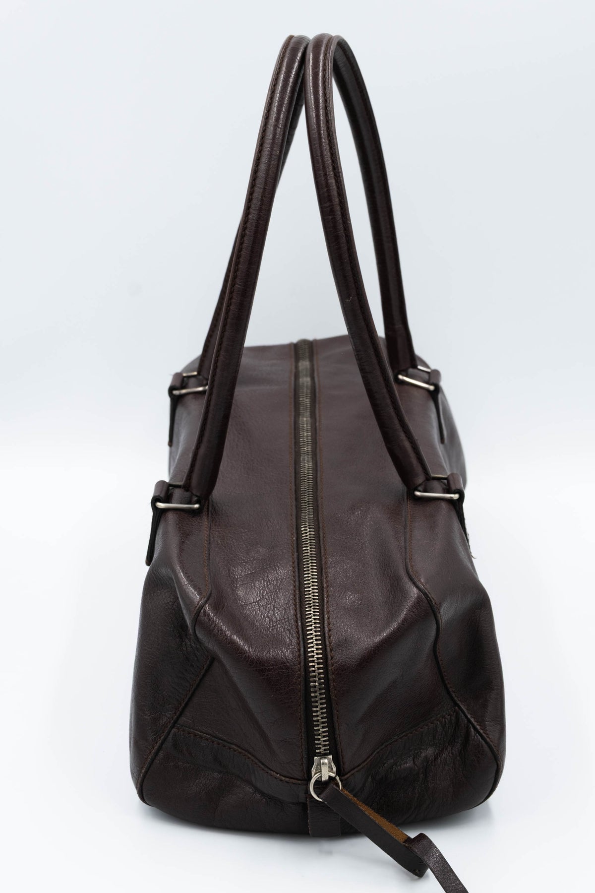 Miu Miu Brown Leather Dual Handle Purse